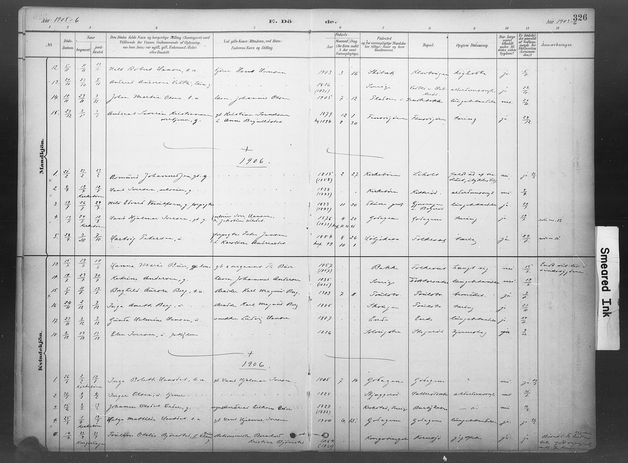 Idd prestekontor Kirkebøker, SAO/A-10911/F/Fb/L0002: Parish register (official) no. II 2, 1882-1923, p. 326