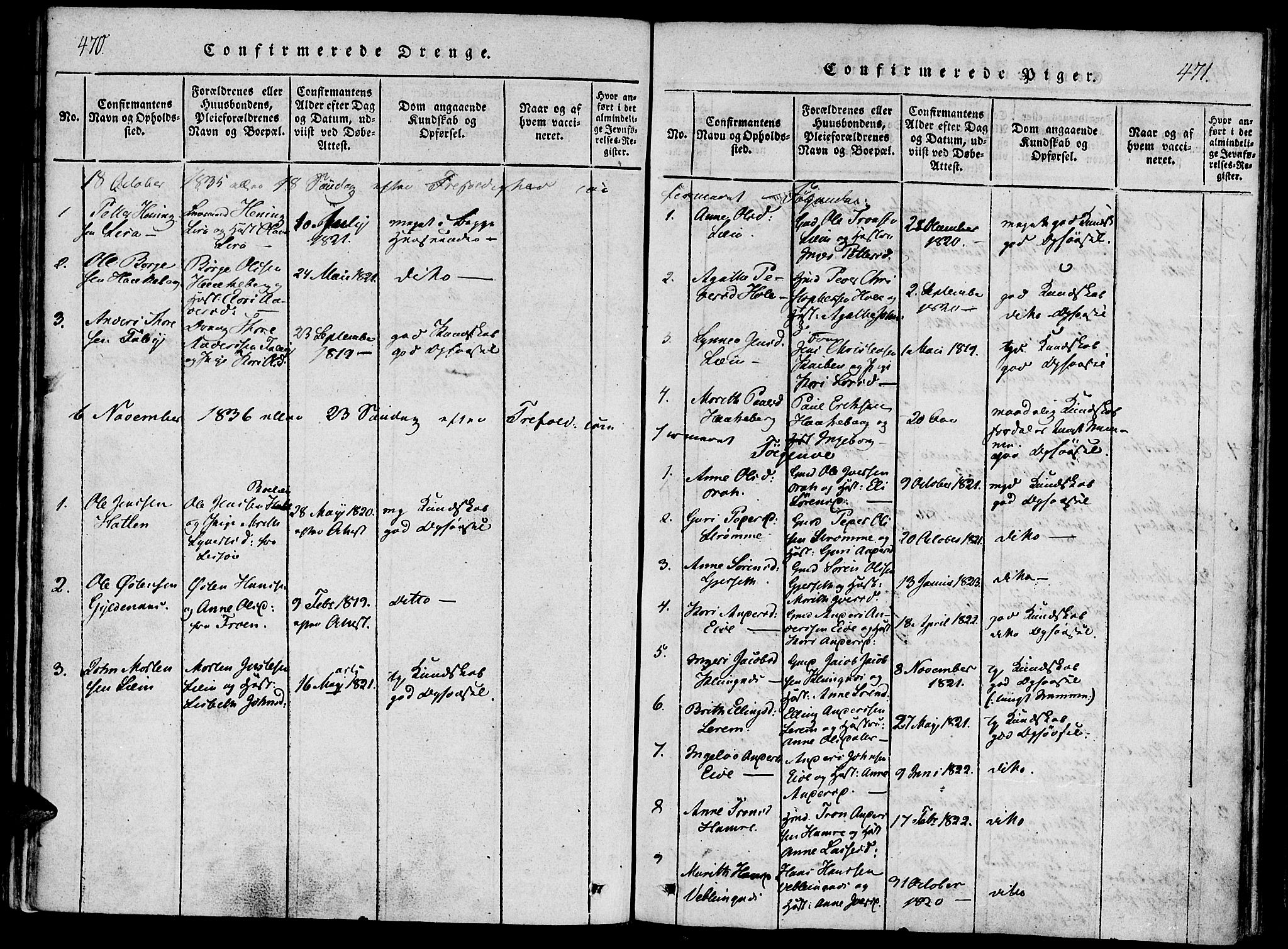 Ministerialprotokoller, klokkerbøker og fødselsregistre - Møre og Romsdal, AV/SAT-A-1454/542/L0551: Parish register (official) no. 542A01, 1818-1853, p. 470-471