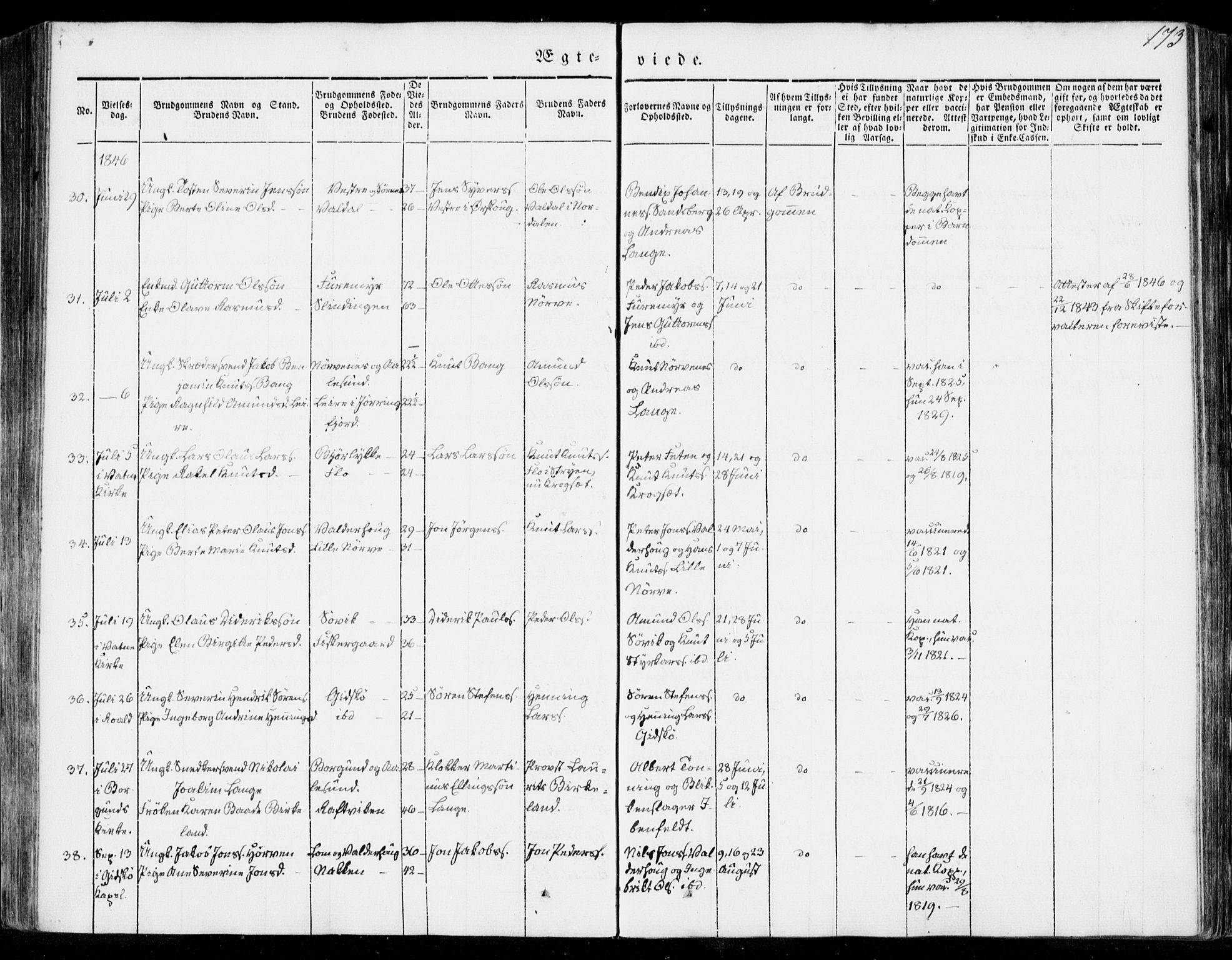 Ministerialprotokoller, klokkerbøker og fødselsregistre - Møre og Romsdal, AV/SAT-A-1454/528/L0396: Parish register (official) no. 528A07, 1839-1847, p. 173