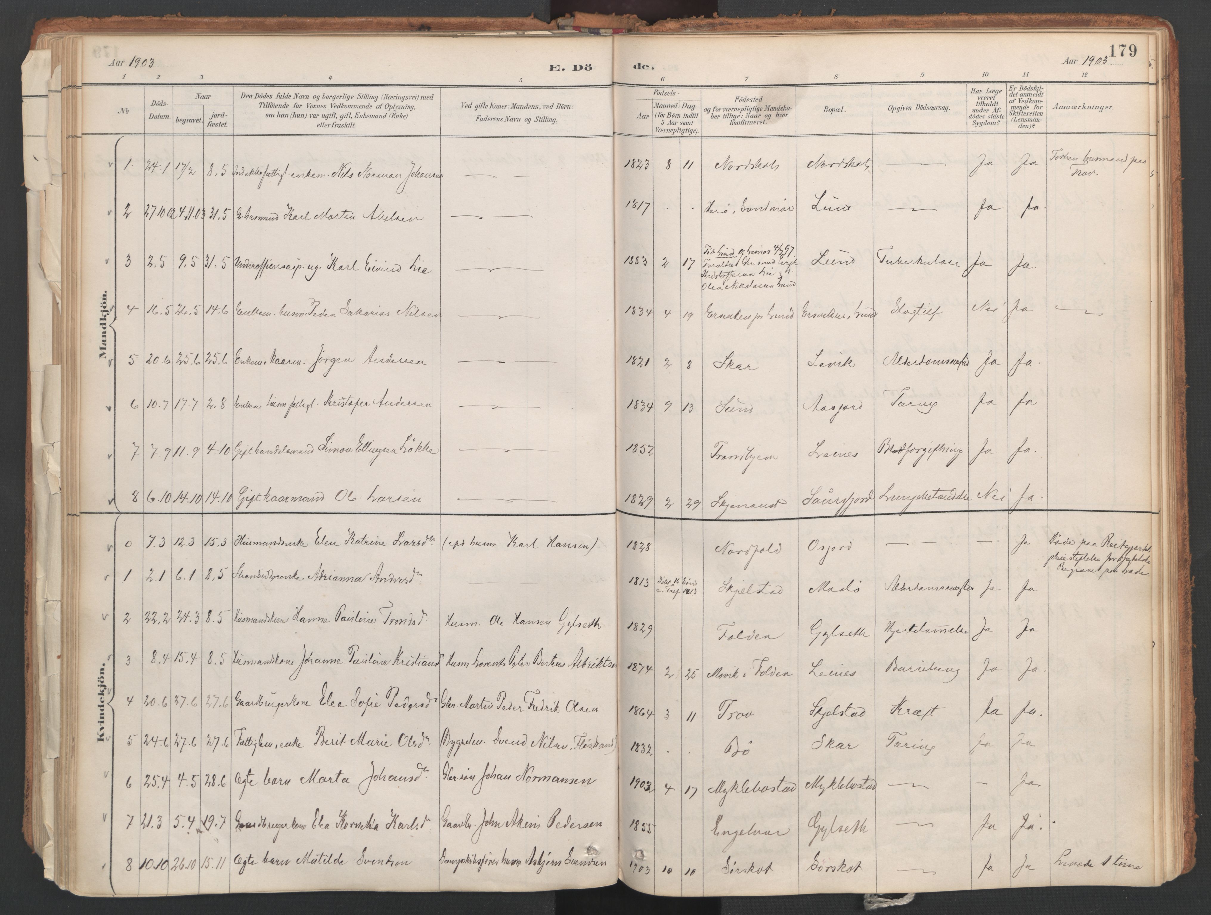 Ministerialprotokoller, klokkerbøker og fødselsregistre - Nordland, AV/SAT-A-1459/857/L0822: Parish register (official) no. 857A02, 1890-1917, p. 179