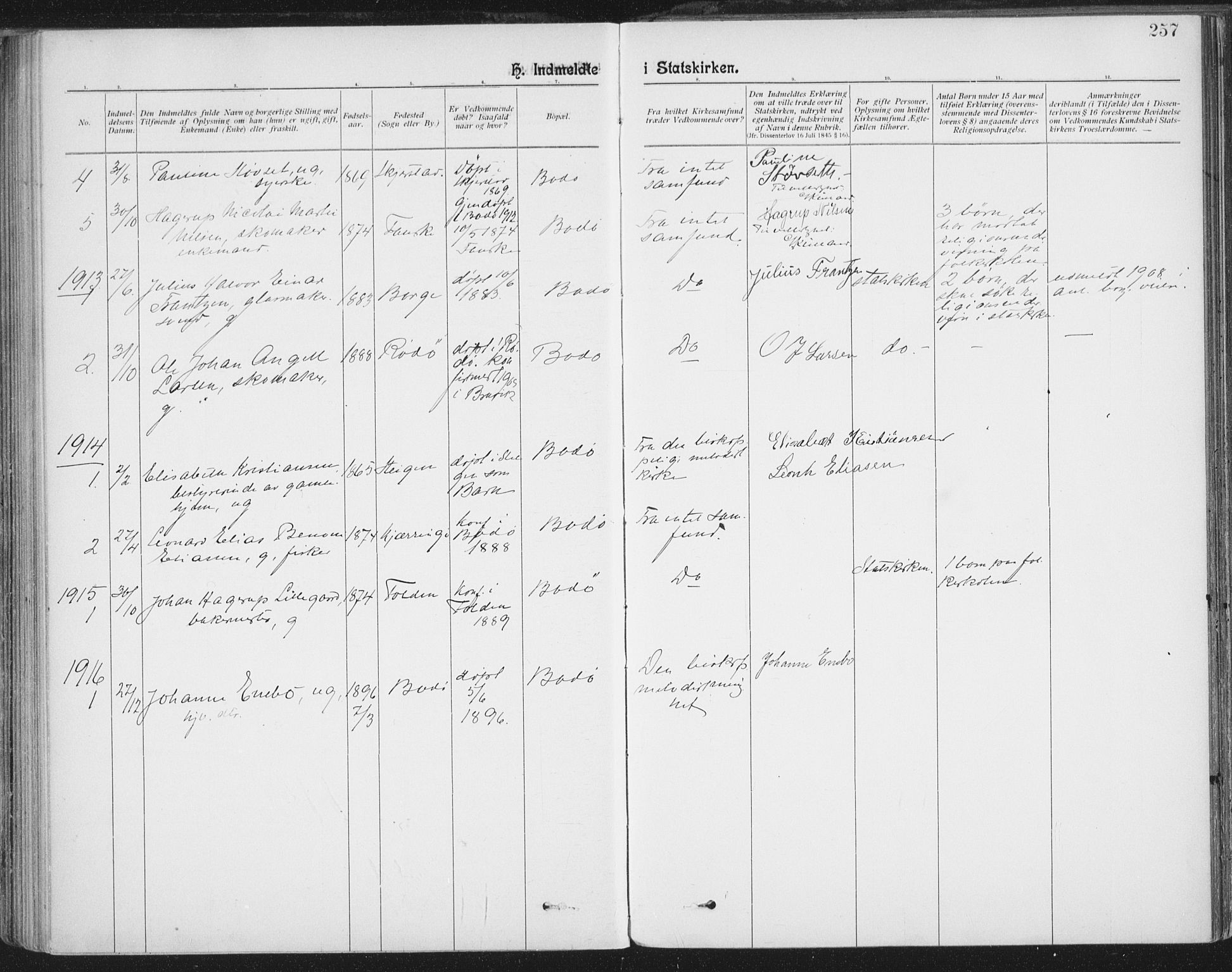 Ministerialprotokoller, klokkerbøker og fødselsregistre - Nordland, AV/SAT-A-1459/801/L0012: Parish register (official) no. 801A12, 1900-1916, p. 257
