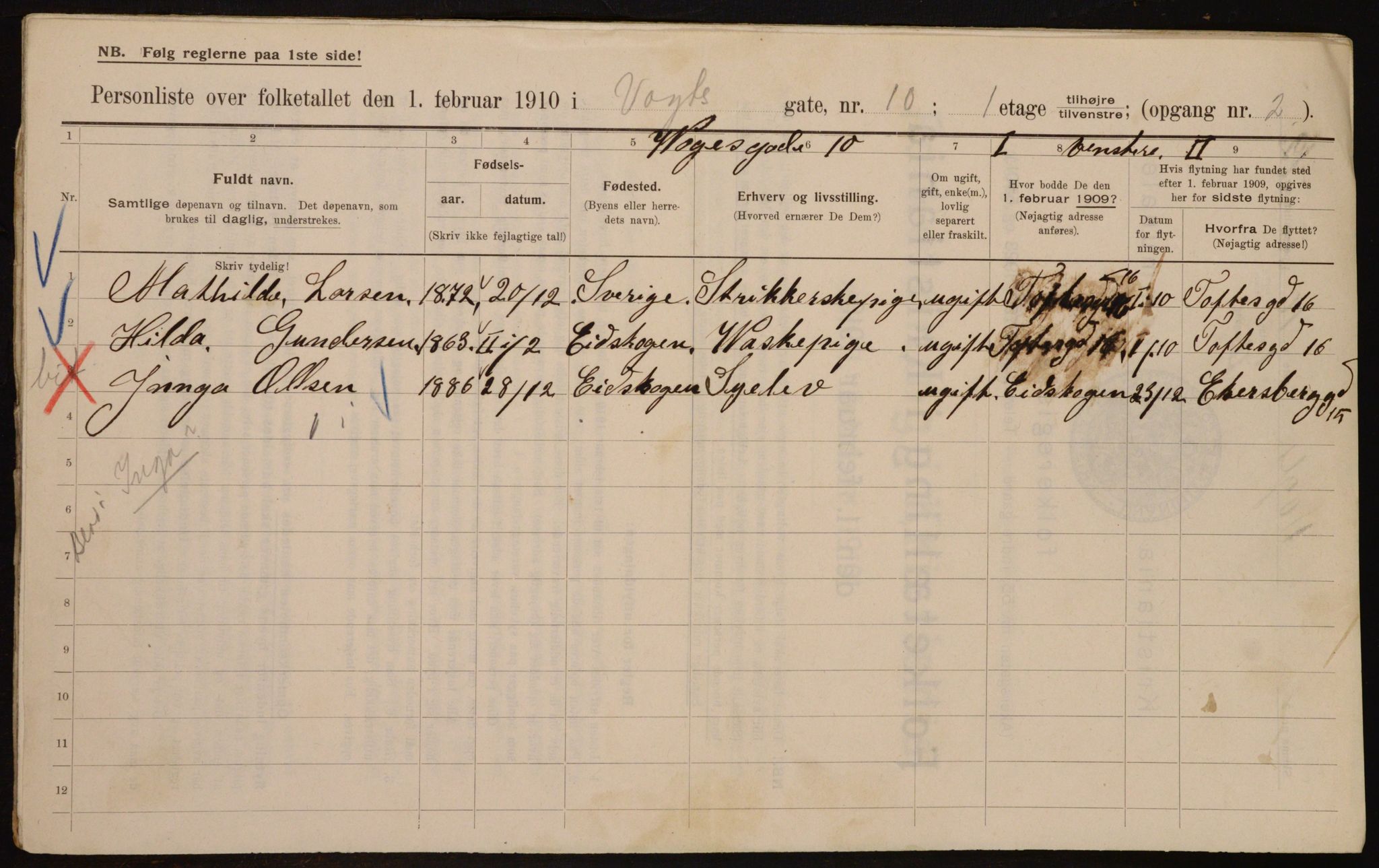 OBA, Municipal Census 1910 for Kristiania, 1910, p. 117840