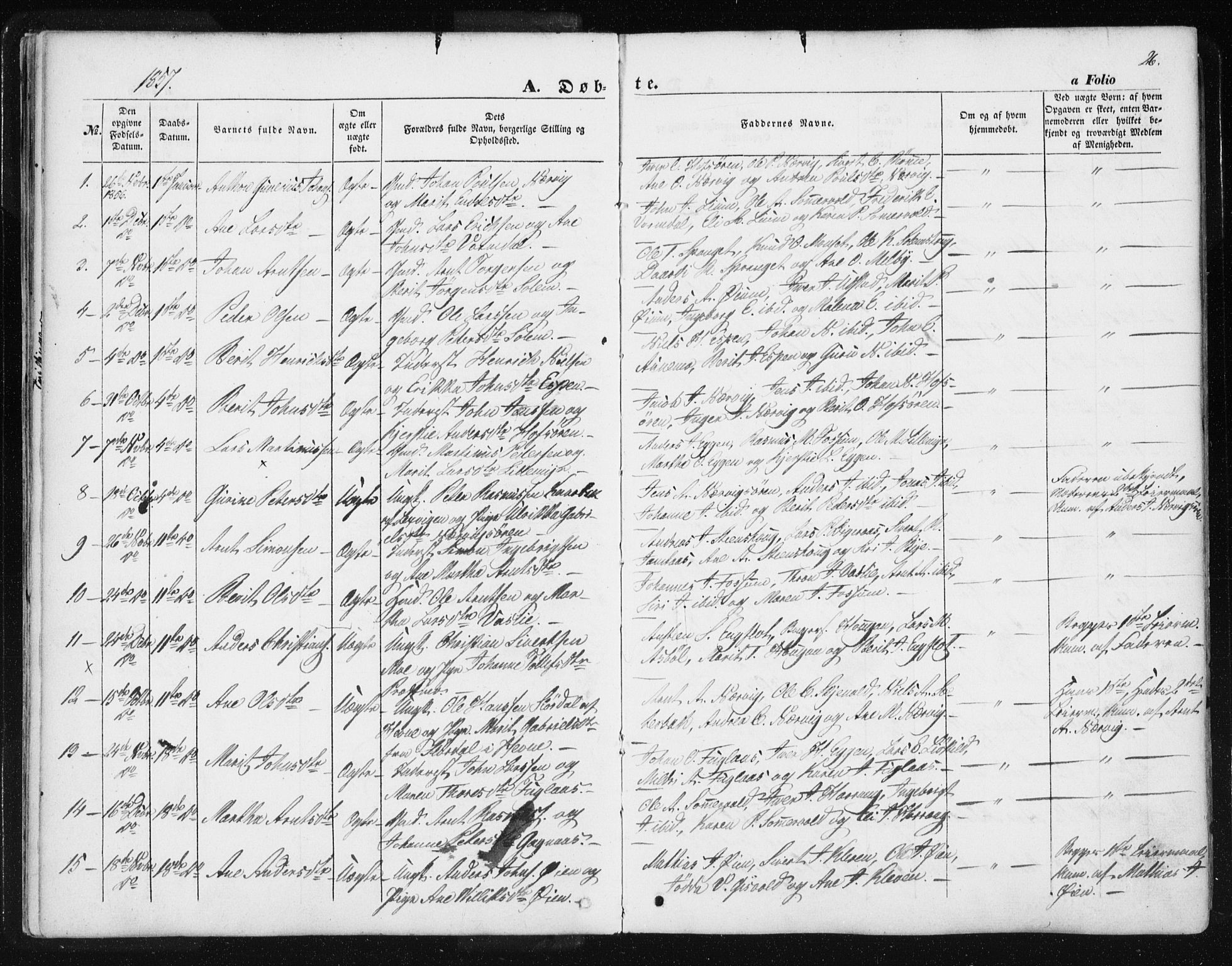 Ministerialprotokoller, klokkerbøker og fødselsregistre - Sør-Trøndelag, SAT/A-1456/668/L0806: Parish register (official) no. 668A06, 1854-1869, p. 26