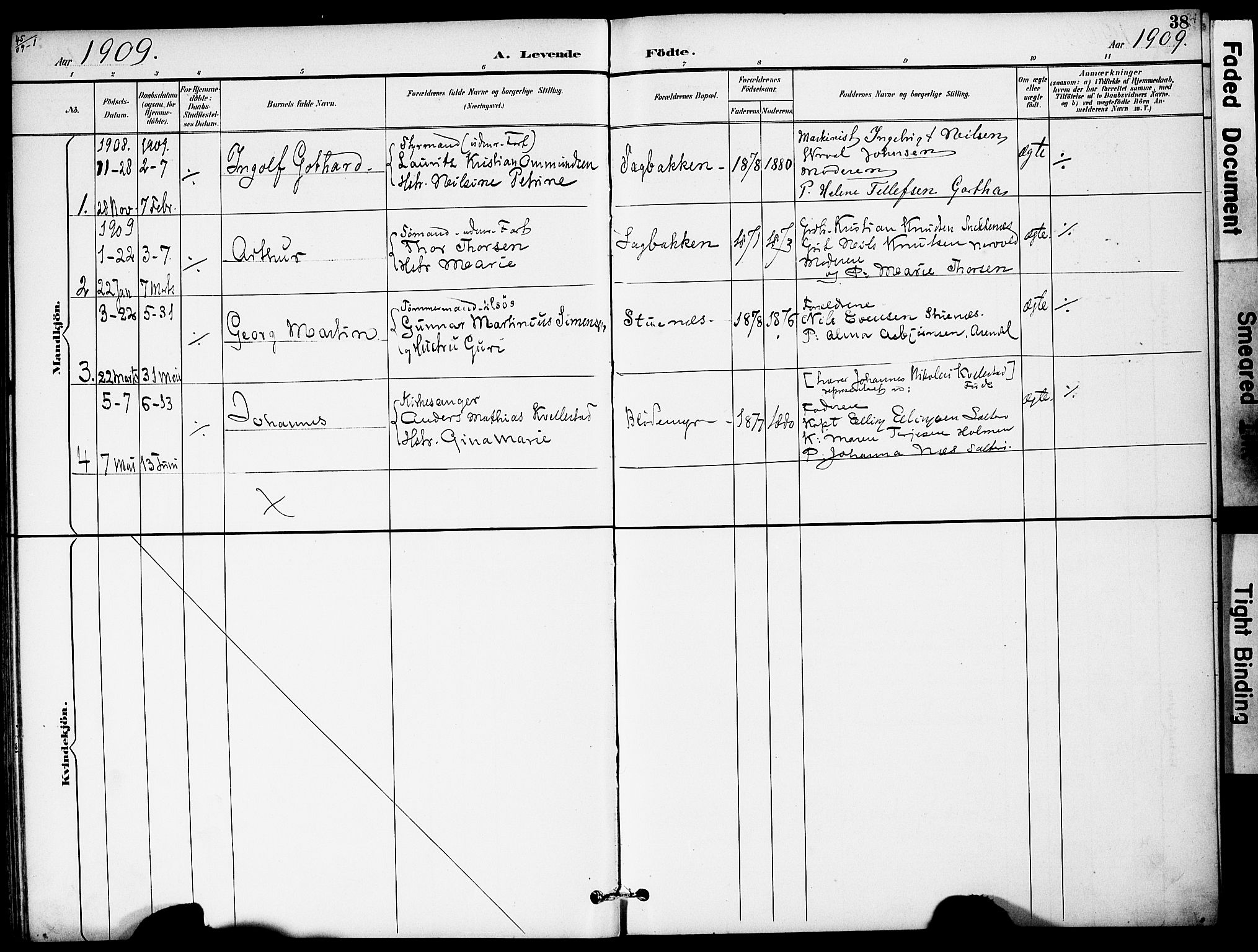 Austre Moland sokneprestkontor, SAK/1111-0001/F/Fa/Fab/L0002: Parish register (official) no. A 2, 1894-1919, p. 38