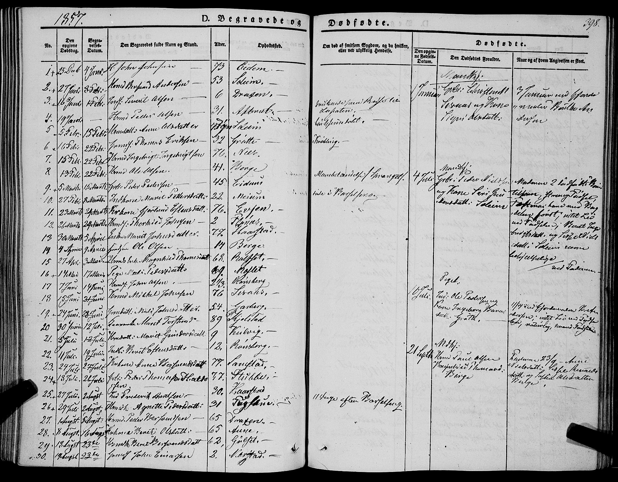 Ministerialprotokoller, klokkerbøker og fødselsregistre - Sør-Trøndelag, SAT/A-1456/695/L1145: Parish register (official) no. 695A06 /1, 1843-1859, p. 398