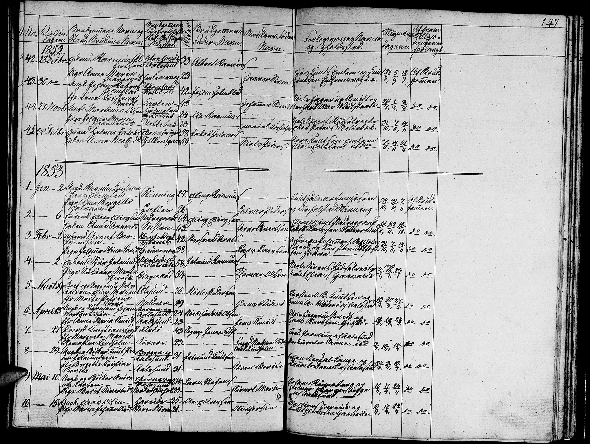 Ministerialprotokoller, klokkerbøker og fødselsregistre - Møre og Romsdal, SAT/A-1454/528/L0426: Parish register (copy) no. 528C07, 1844-1854, p. 147