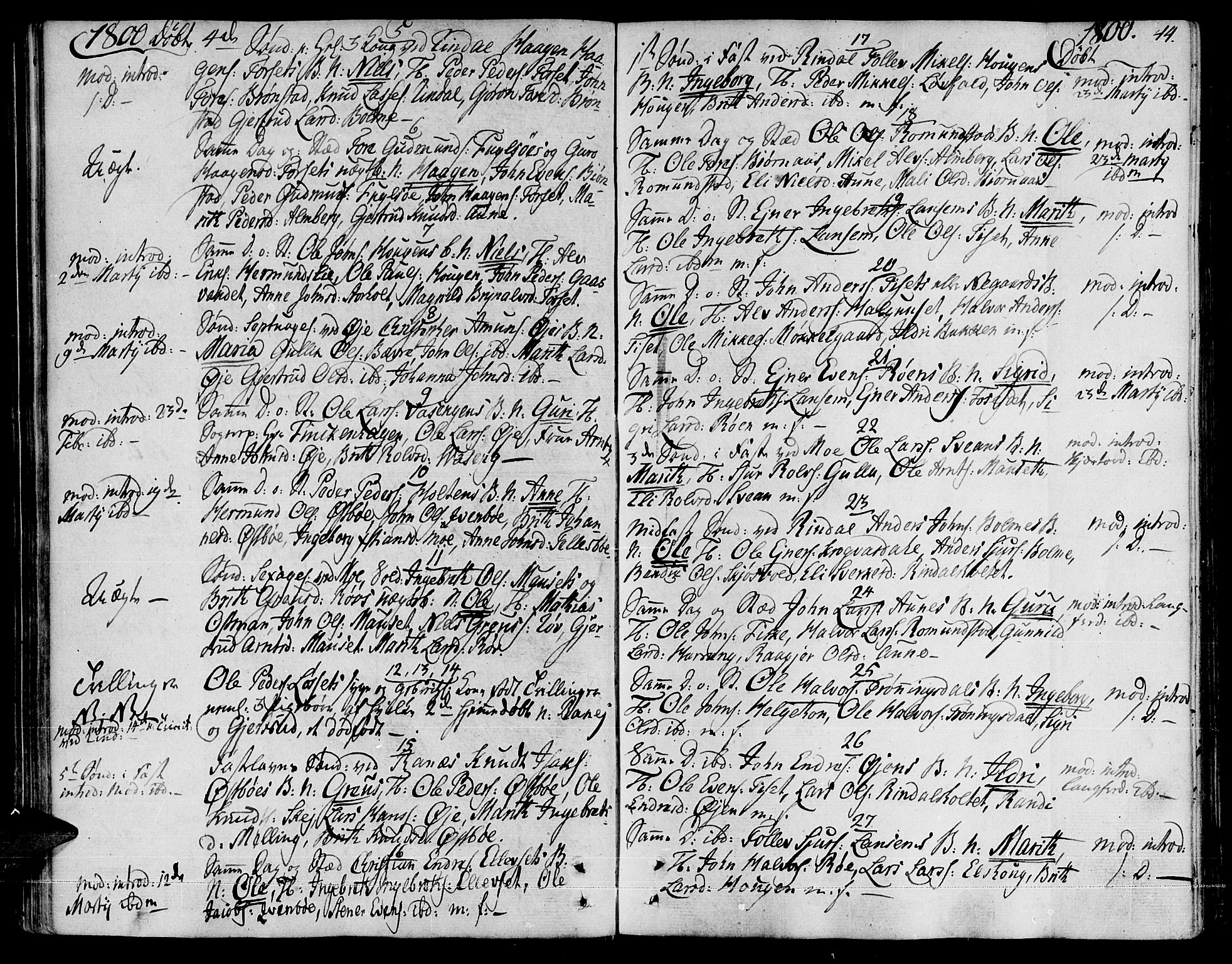 Ministerialprotokoller, klokkerbøker og fødselsregistre - Møre og Romsdal, SAT/A-1454/595/L1040: Parish register (official) no. 595A02, 1797-1819, p. 44
