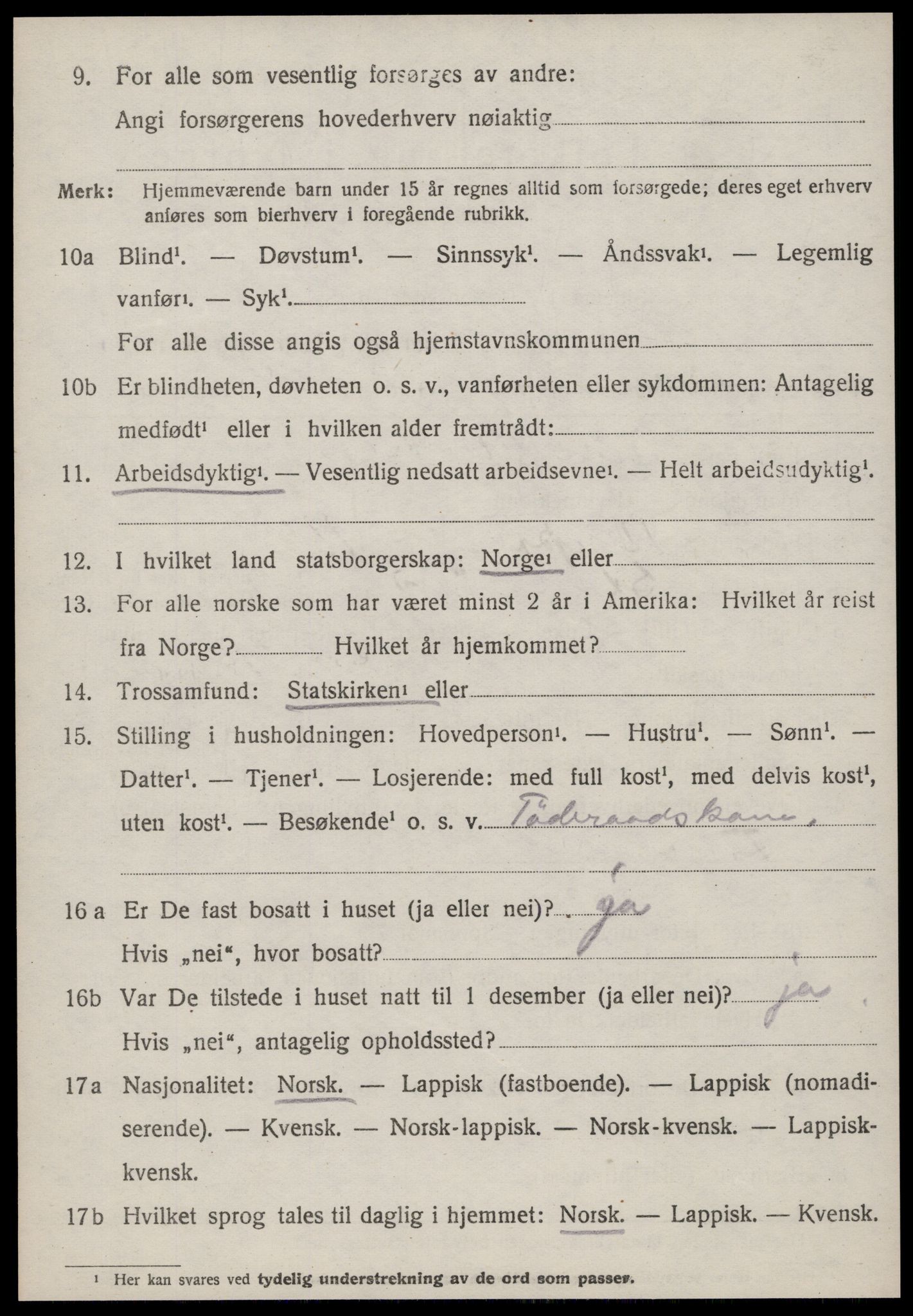 SAT, 1920 census for Stadsbygd, 1920, p. 3239