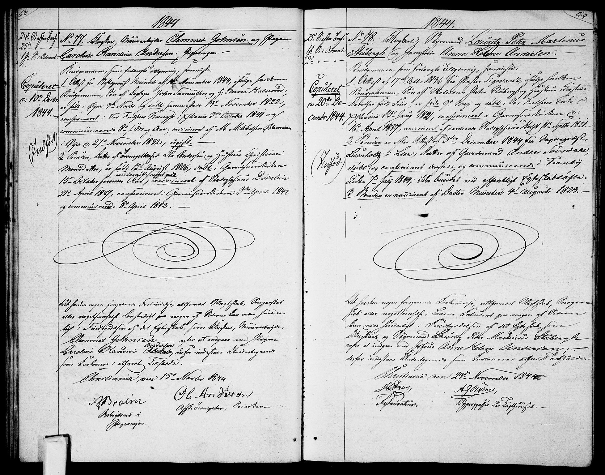 Garnisonsmenigheten Kirkebøker, SAO/A-10846/H/Ha/L0005: Banns register no. I 5, 1844-1856, p. 68-69