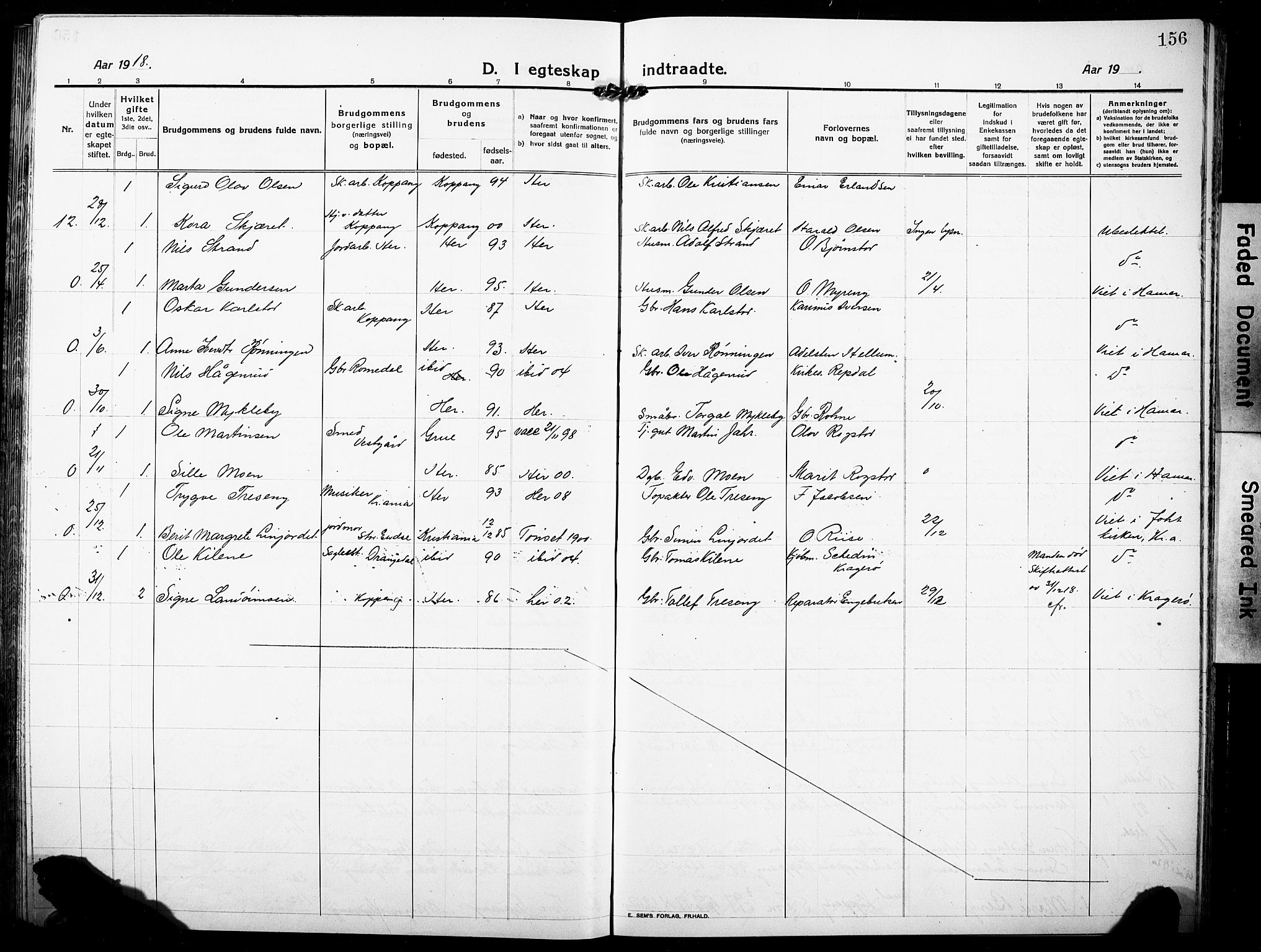 Stor-Elvdal prestekontor, SAH/PREST-052/H/Ha/Hab/L0005: Parish register (copy) no. 5, 1913-1932, p. 156