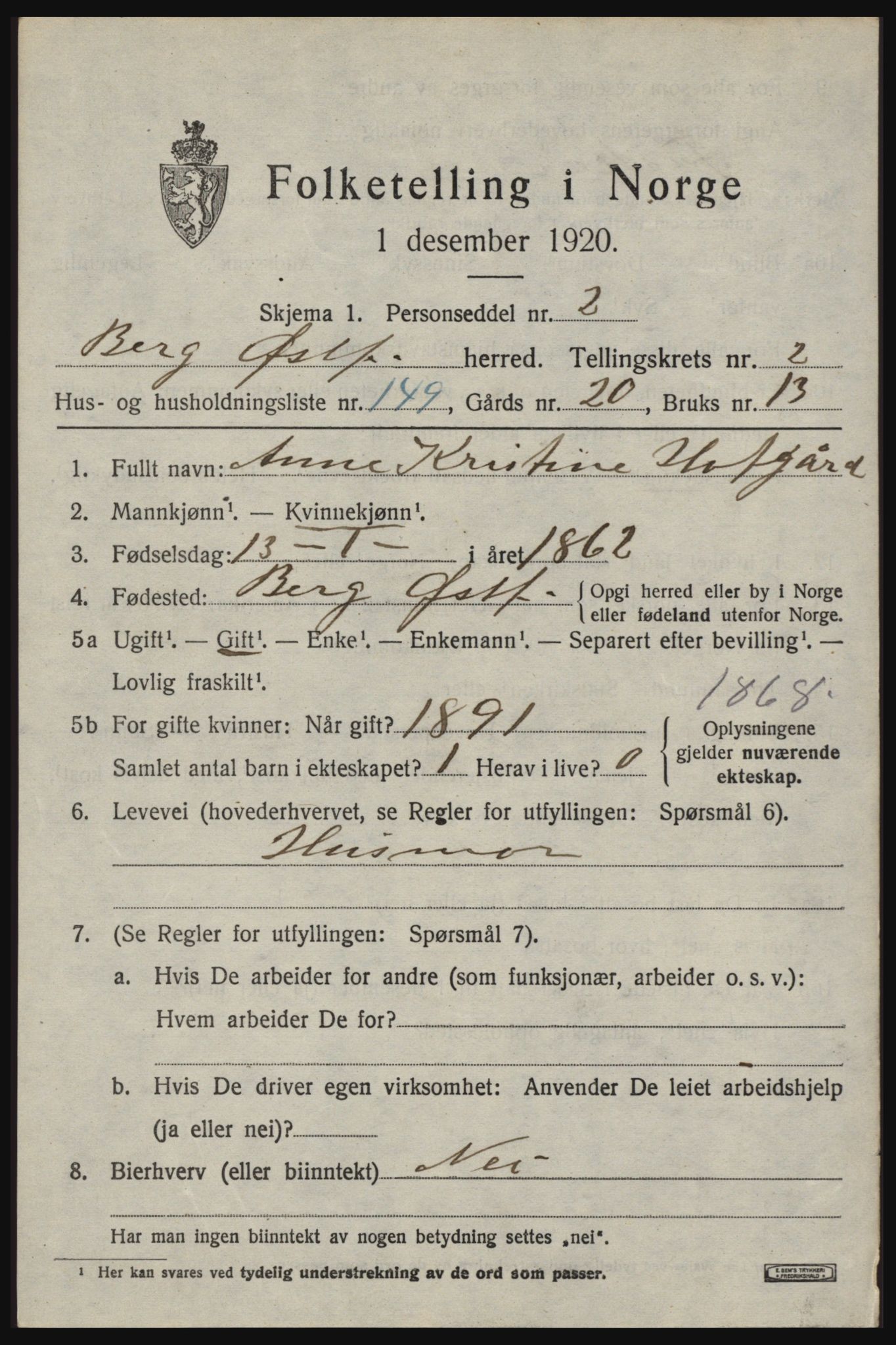 SAO, 1920 census for Berg, 1920, p. 4753