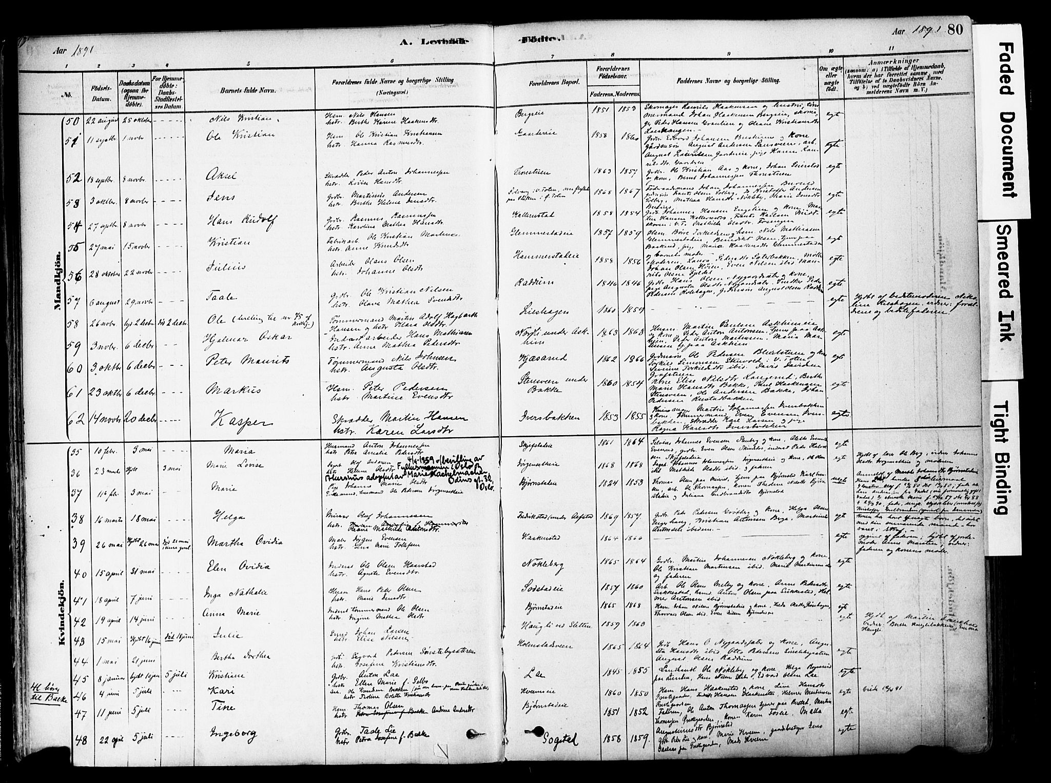 Østre Toten prestekontor, AV/SAH-PREST-104/H/Ha/Haa/L0006: Parish register (official) no. 6 /1, 1878-1896, p. 80