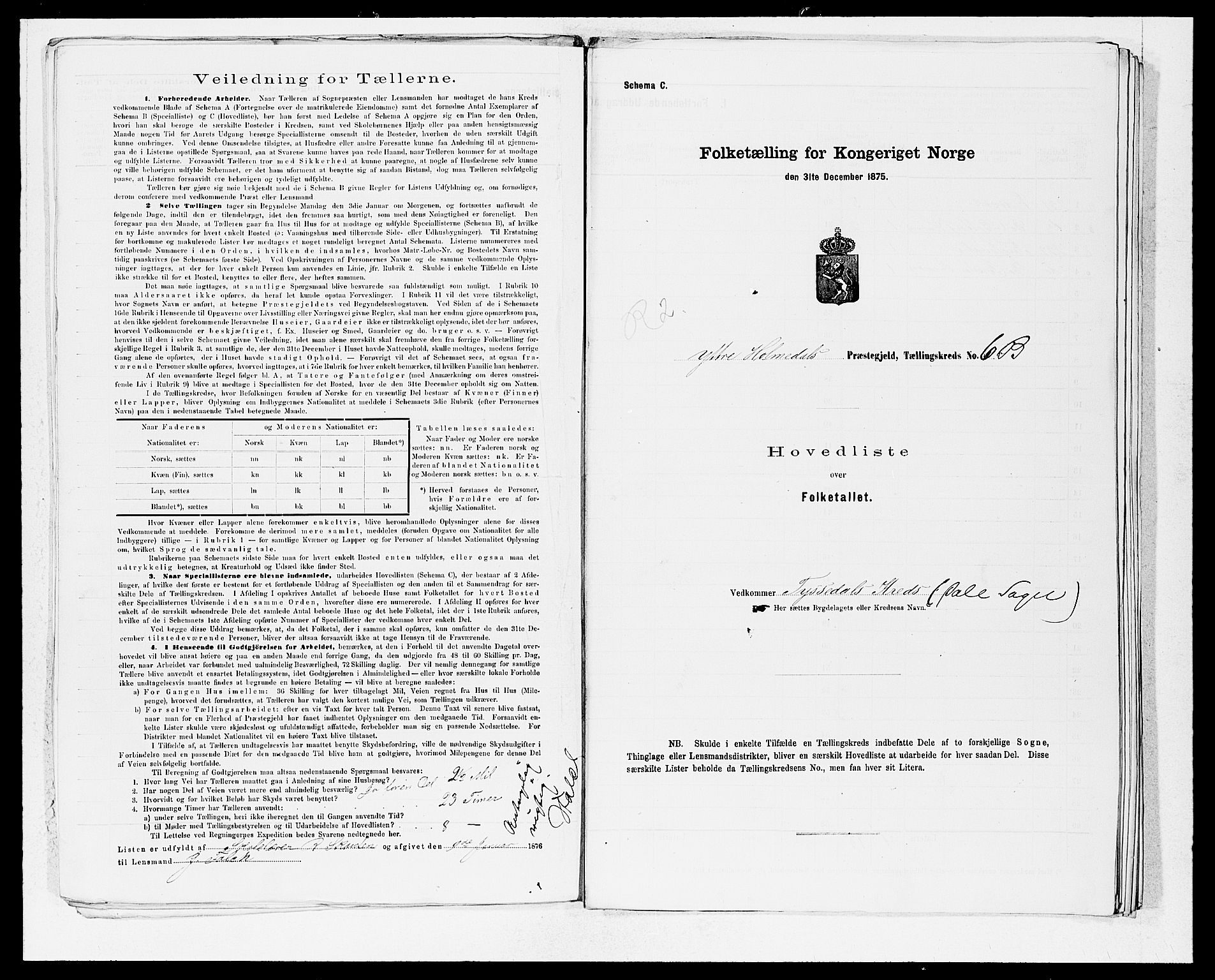 SAB, 1875 census for 1429P Ytre Holmedal, 1875, p. 16