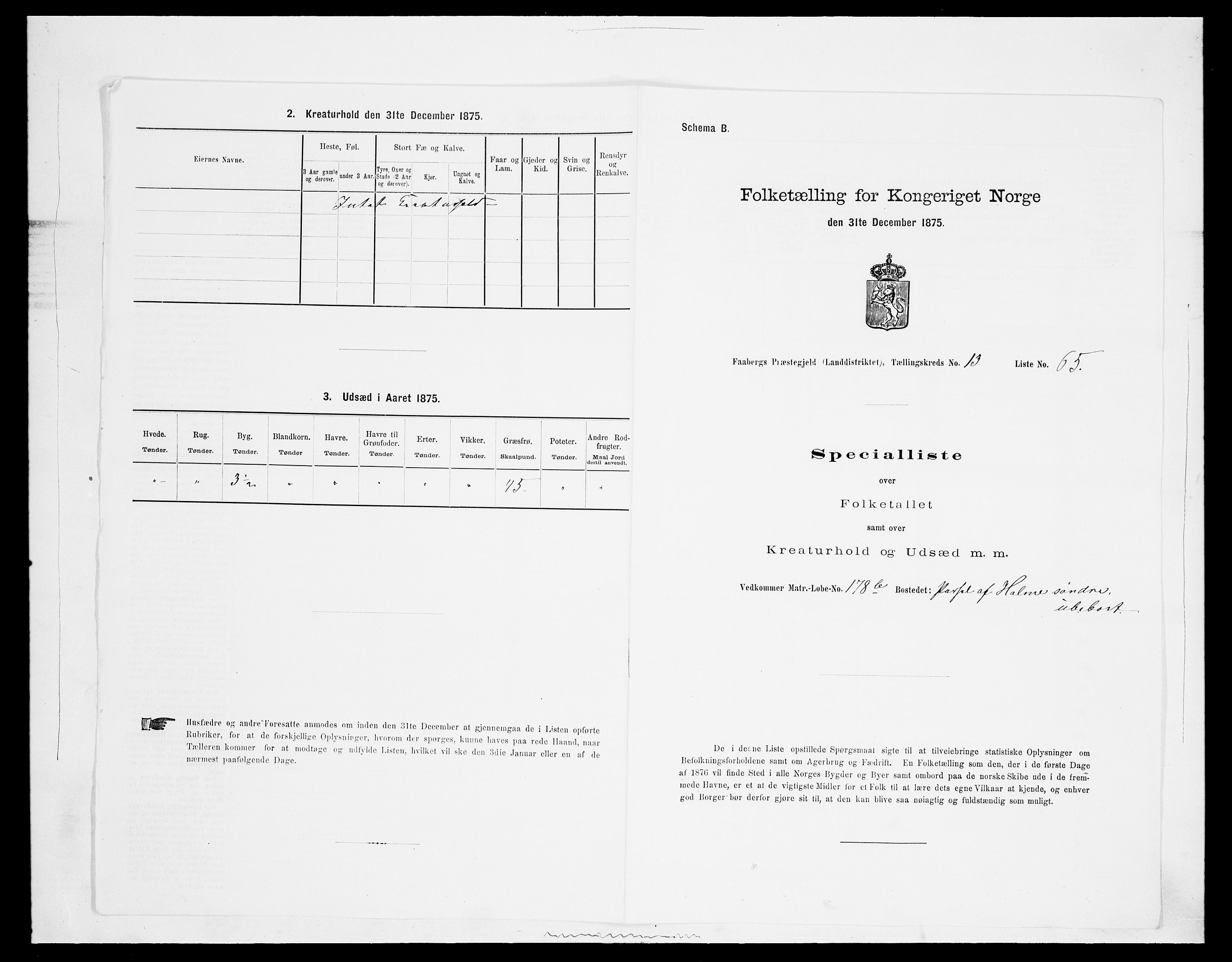 SAH, 1875 census for 0524L Fåberg/Fåberg og Lillehammer, 1875, p. 1703