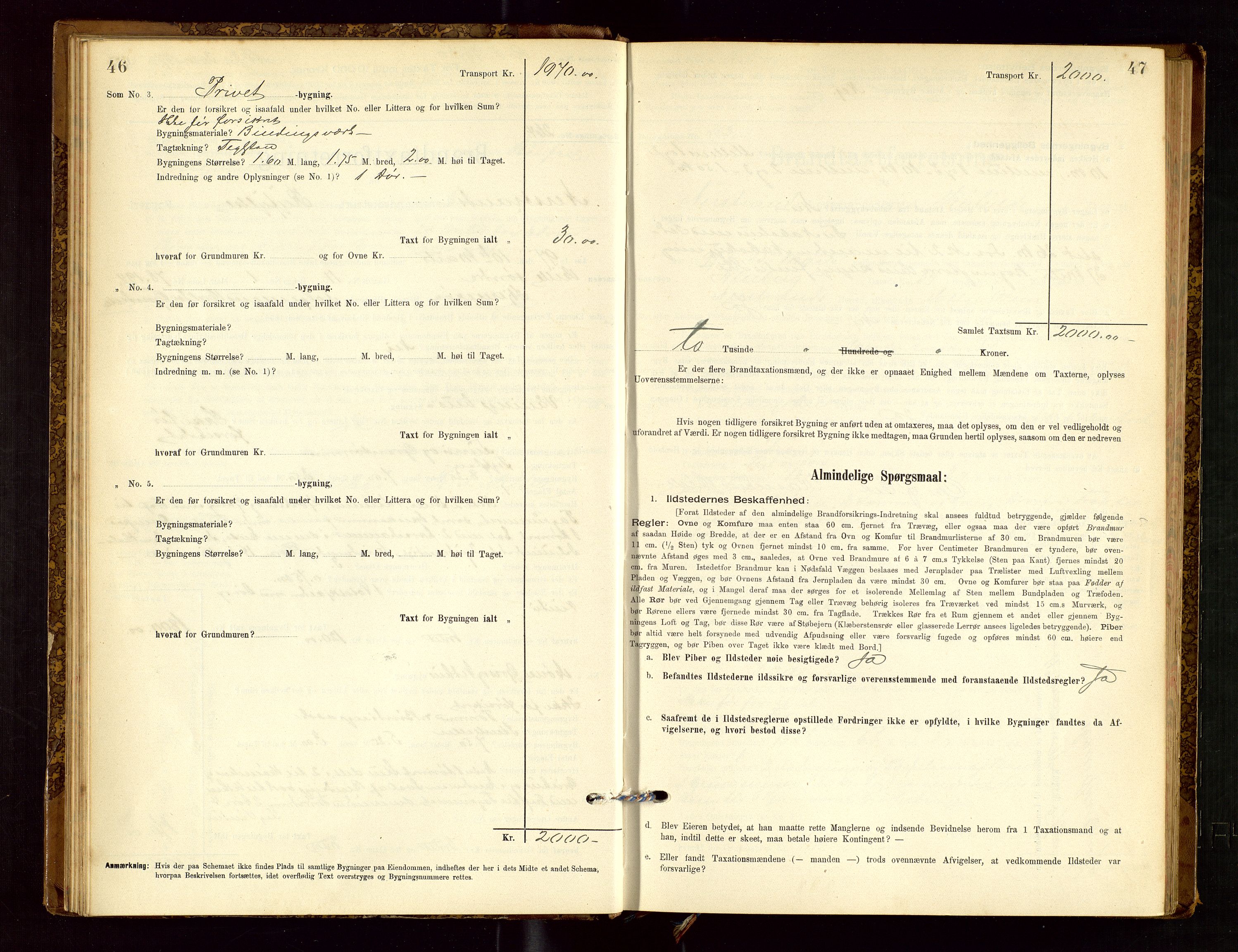 Nedstrand lensmannskontor, AV/SAST-A-100236/Gob/L0001: "Brandtaxationsprotokol for Nerstrand Lensmandsdistrikt Ryfylke fogderi", 1895-1915, p. 46-47