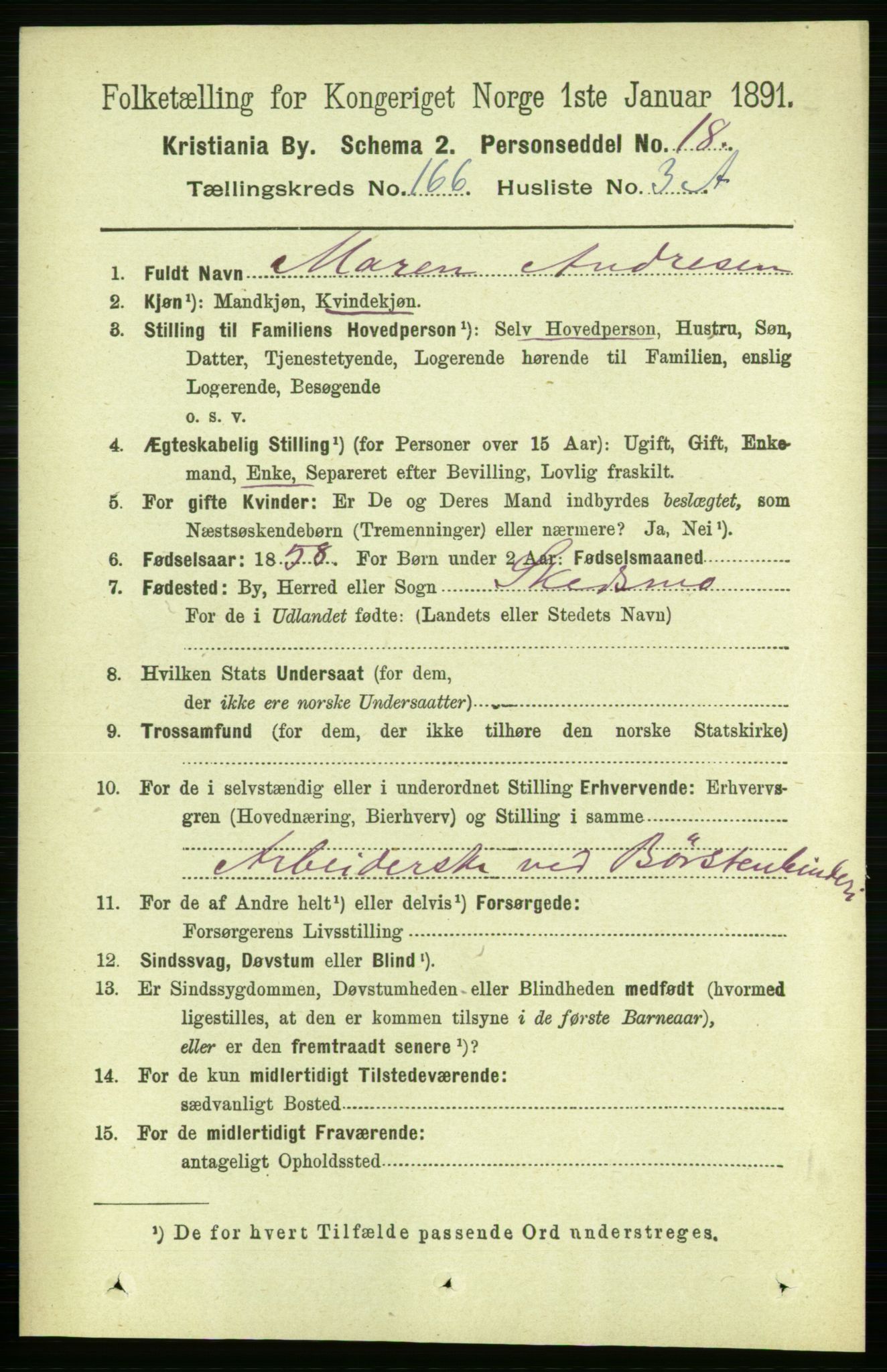 RA, 1891 census for 0301 Kristiania, 1891, p. 96345