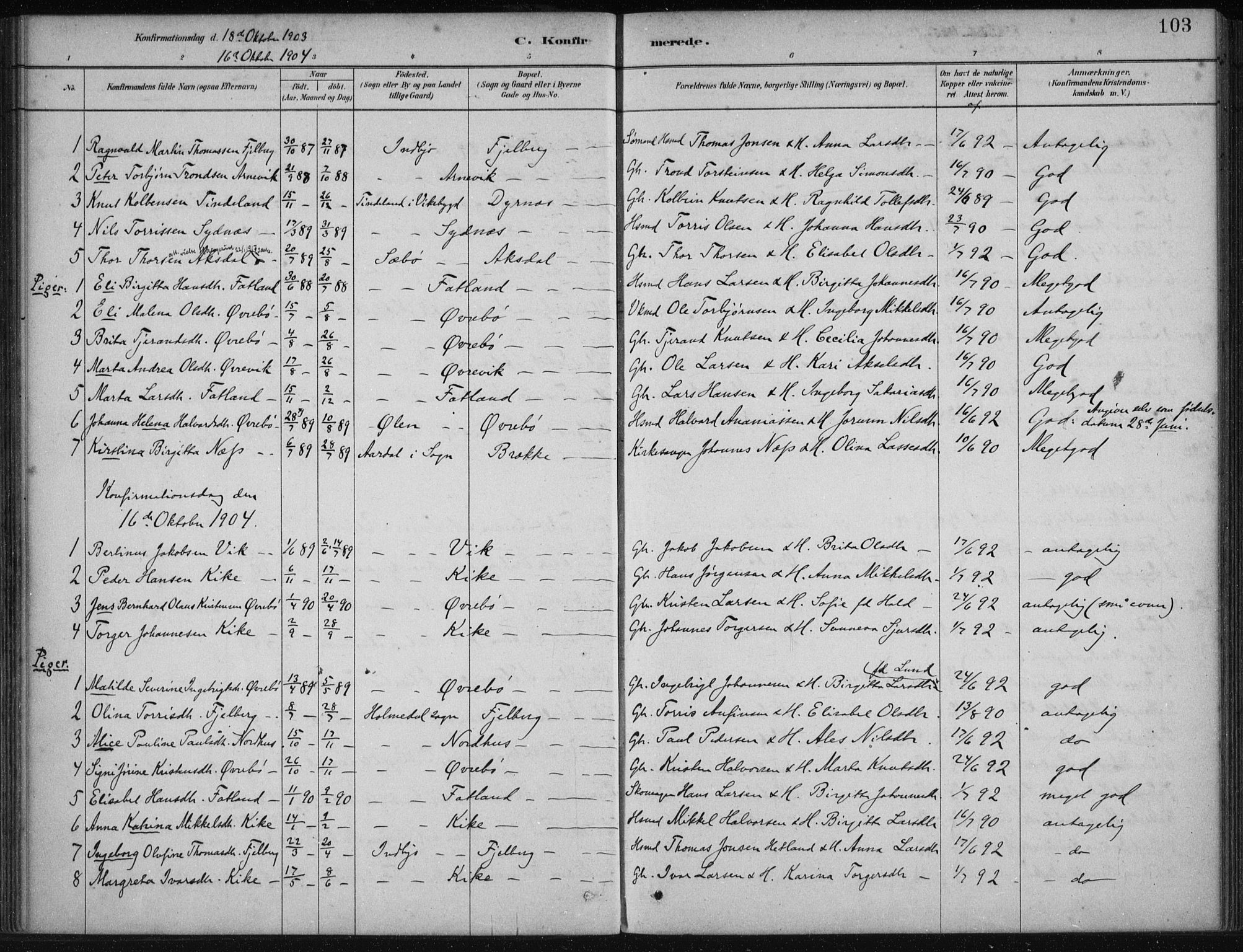 Fjelberg sokneprestembete, AV/SAB-A-75201/H/Haa: Parish register (official) no. B  1, 1879-1919, p. 103