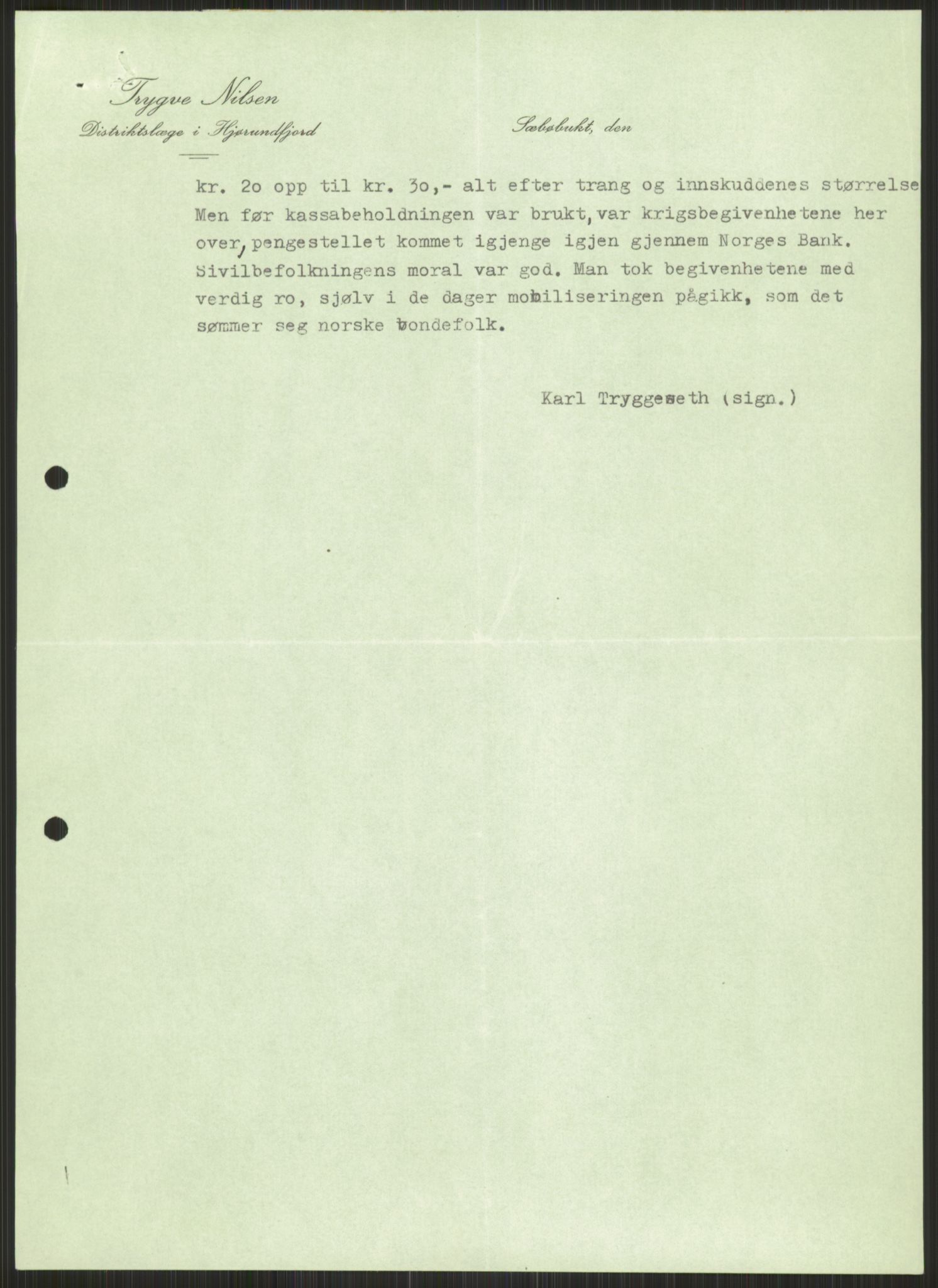 Forsvaret, Forsvarets krigshistoriske avdeling, AV/RA-RAFA-2017/Y/Ya/L0015: II-C-11-31 - Fylkesmenn.  Rapporter om krigsbegivenhetene 1940., 1940, p. 628