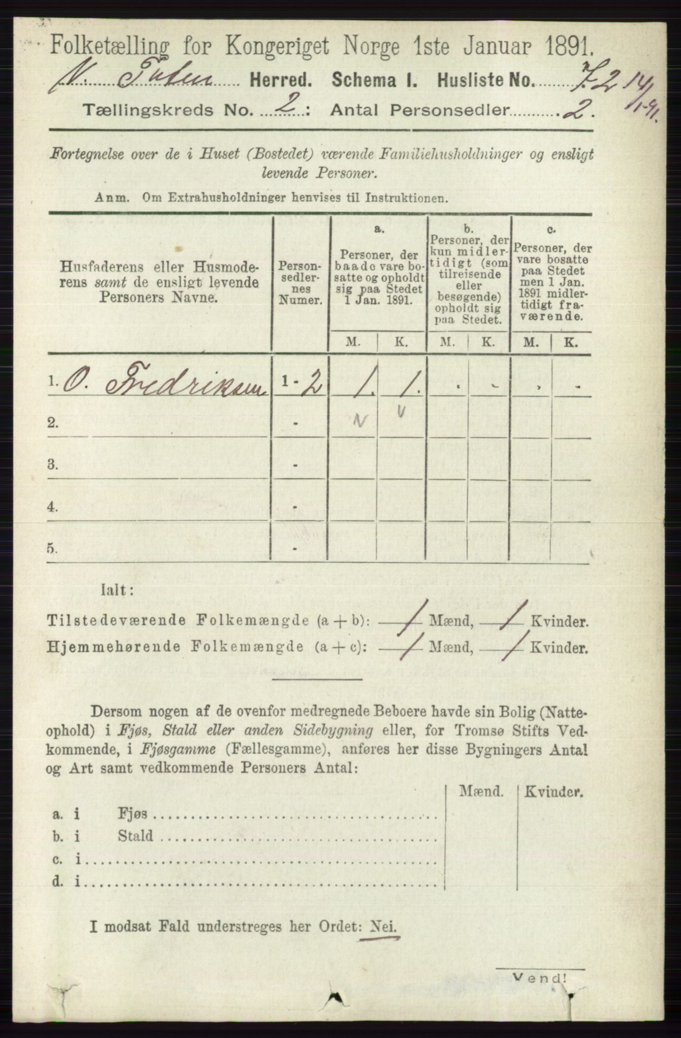 RA, 1891 census for 0529 Vestre Toten, 1891, p. 1370