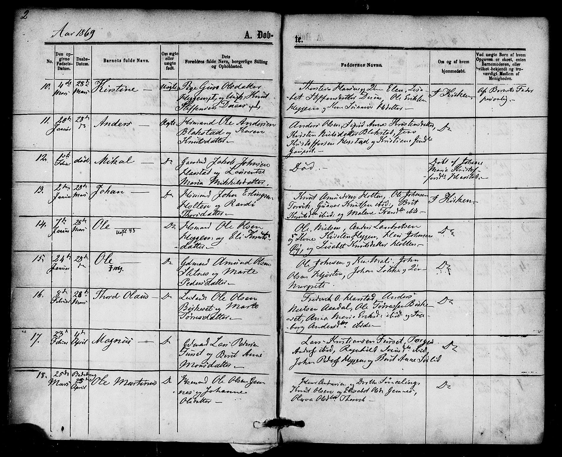 Ministerialprotokoller, klokkerbøker og fødselsregistre - Møre og Romsdal, AV/SAT-A-1454/584/L0966: Parish register (official) no. 584A06, 1869-1878, p. 2