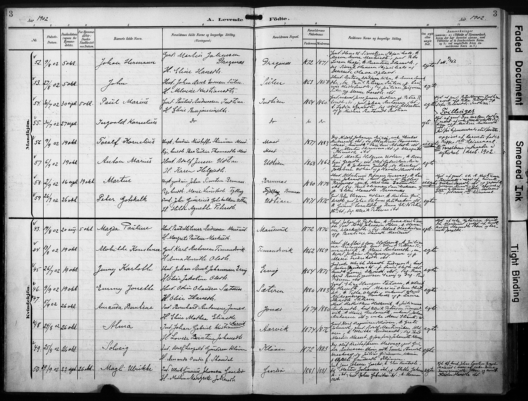 Ministerialprotokoller, klokkerbøker og fødselsregistre - Sør-Trøndelag, AV/SAT-A-1456/640/L0580: Parish register (official) no. 640A05, 1902-1910, p. 3