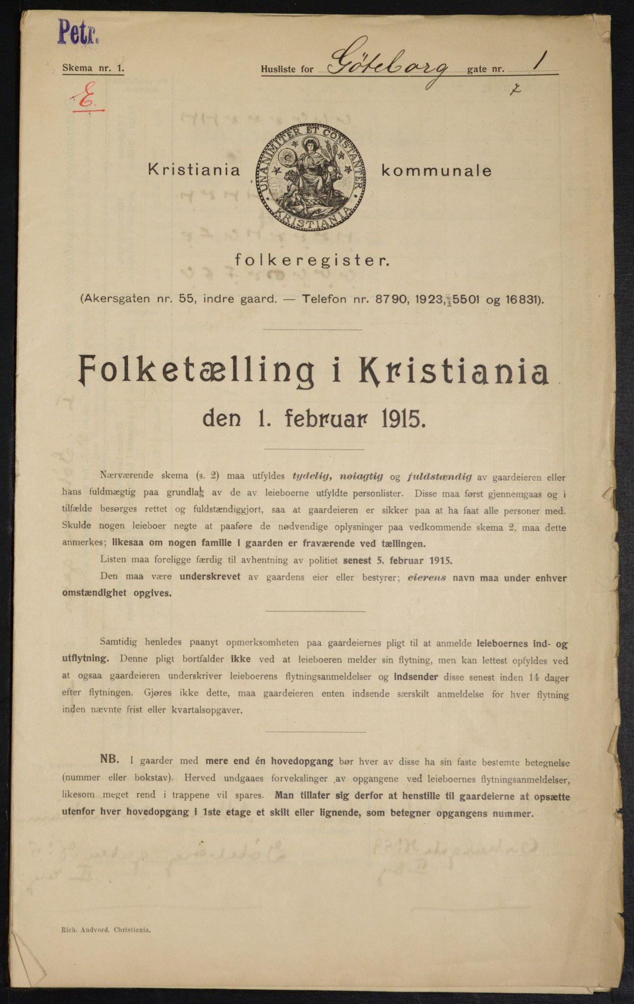 OBA, Municipal Census 1915 for Kristiania, 1915, p. 32302