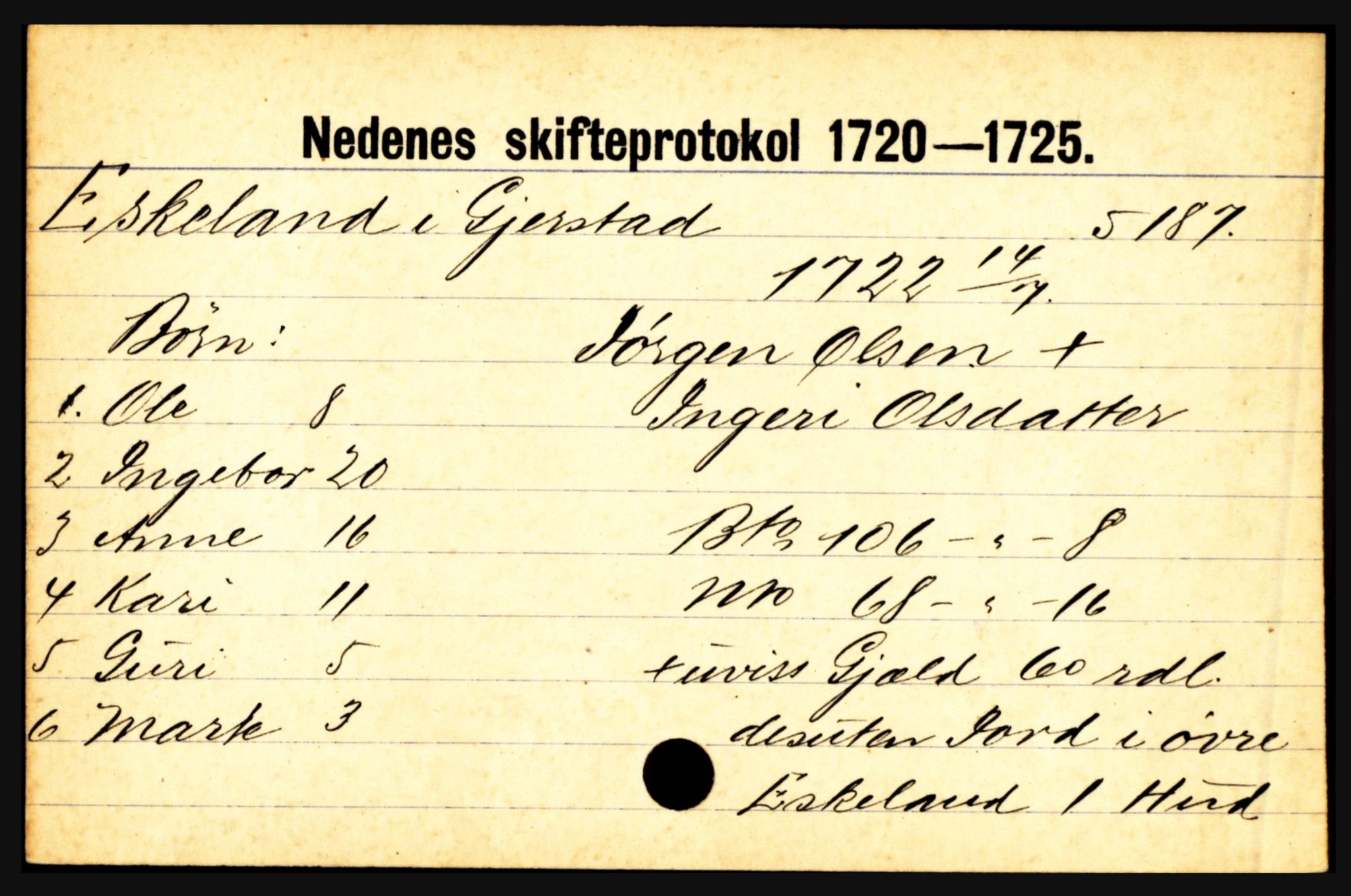 Nedenes sorenskriveri før 1824, AV/SAK-1221-0007/H, p. 6225