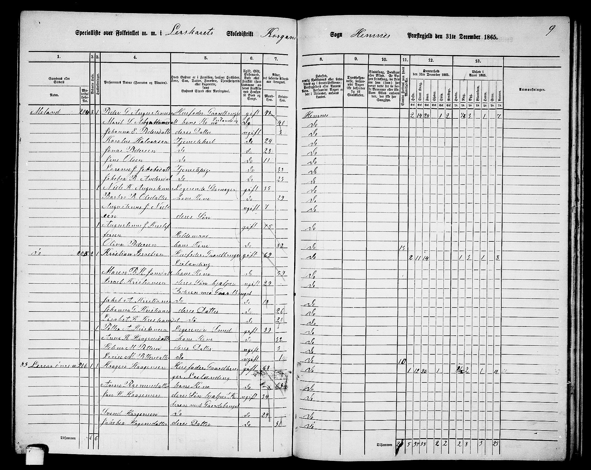 RA, 1865 census for Hemnes, 1865, p. 124