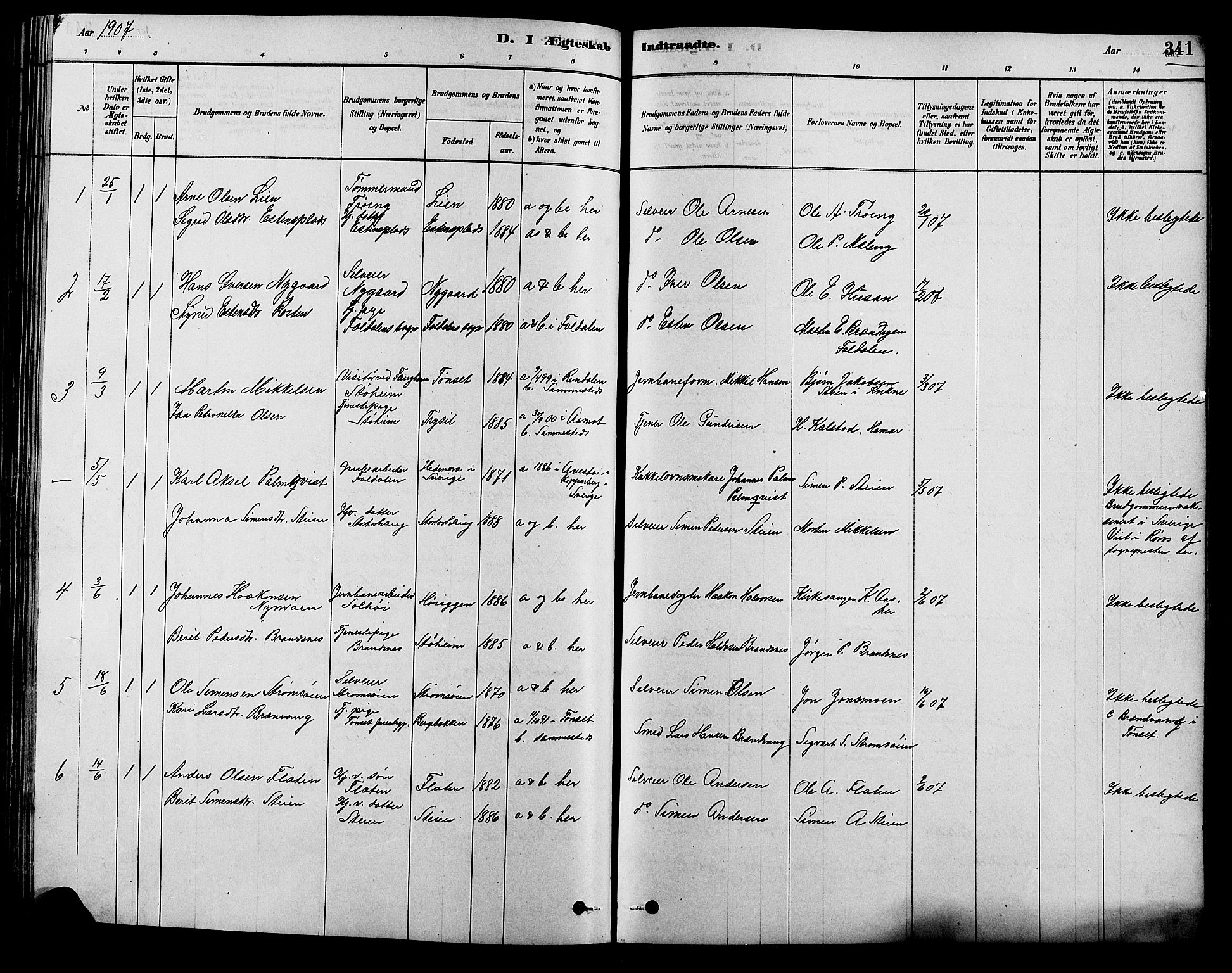 Alvdal prestekontor, SAH/PREST-060/H/Ha/Hab/L0003: Parish register (copy) no. 3, 1878-1907, p. 341