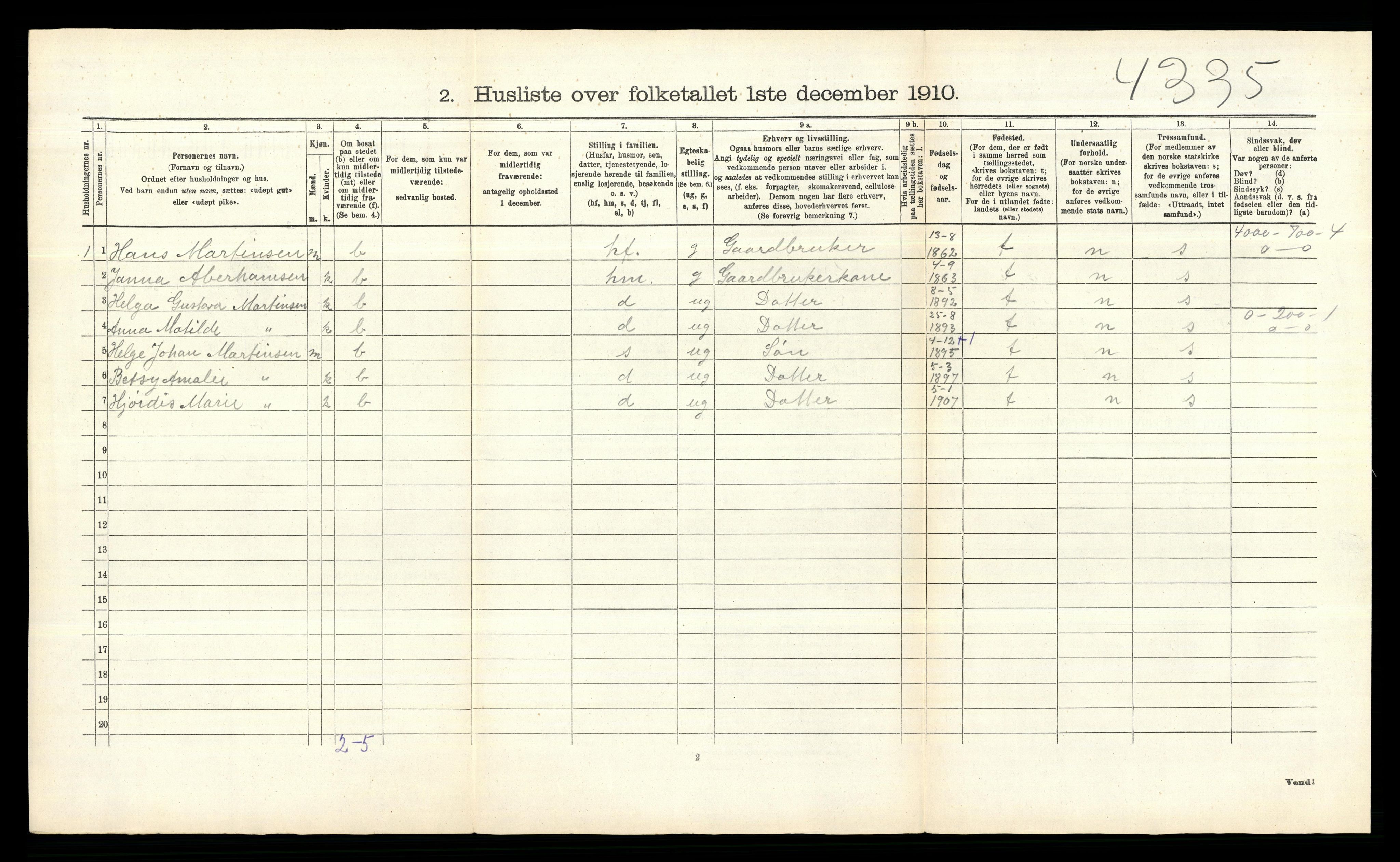 RA, 1910 census for Vestby, 1910, p. 550