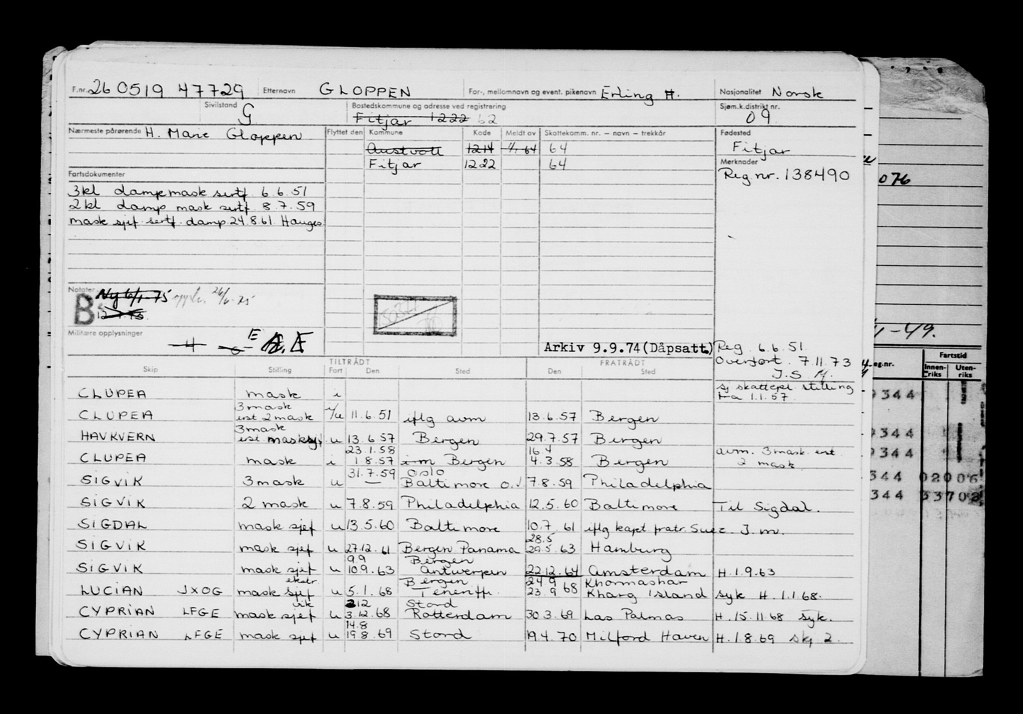 Direktoratet for sjømenn, AV/RA-S-3545/G/Gb/L0169: Hovedkort, 1919, p. 155