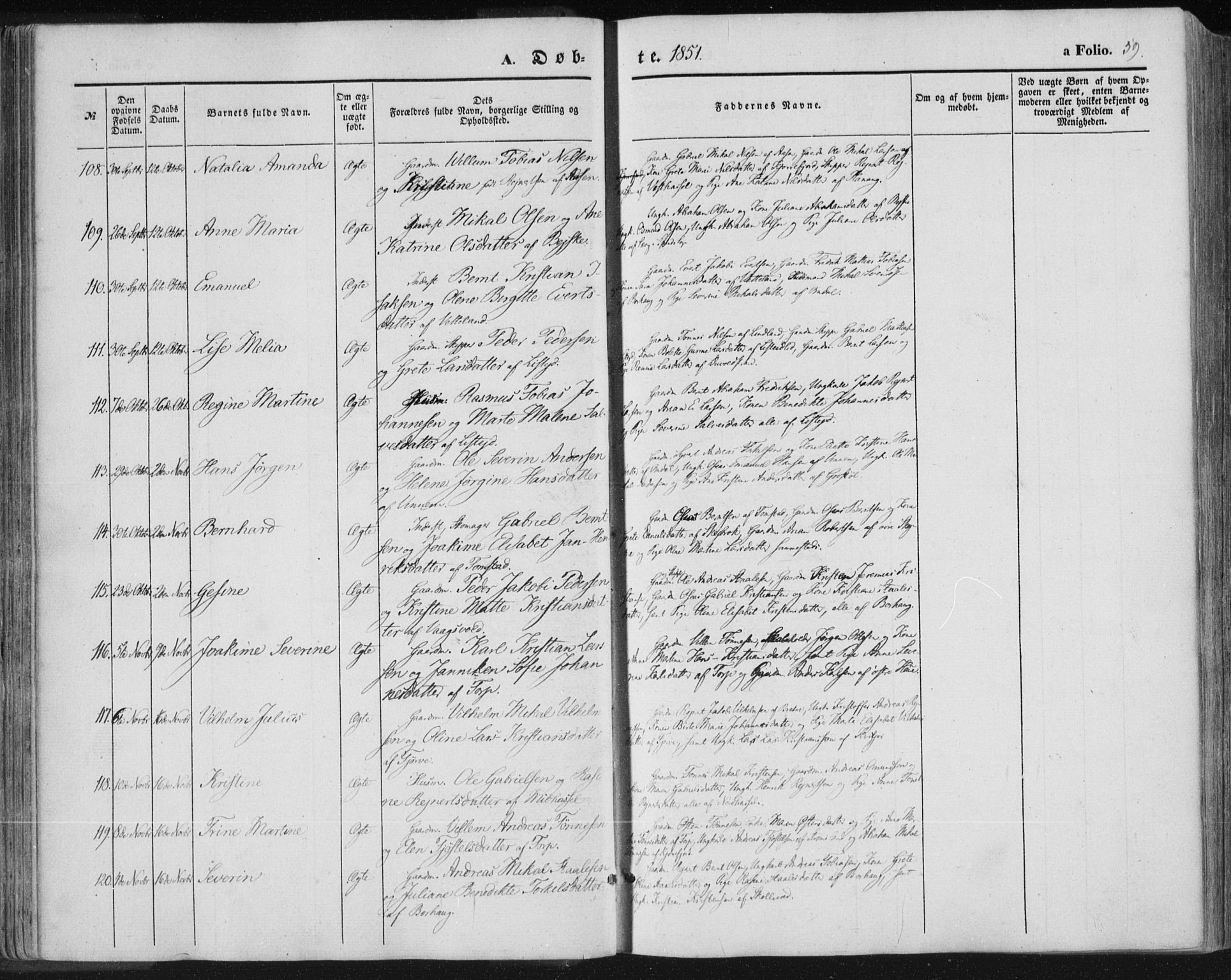Lista sokneprestkontor, SAK/1111-0027/F/Fa/L0010: Parish register (official) no. A 10, 1846-1861, p. 59