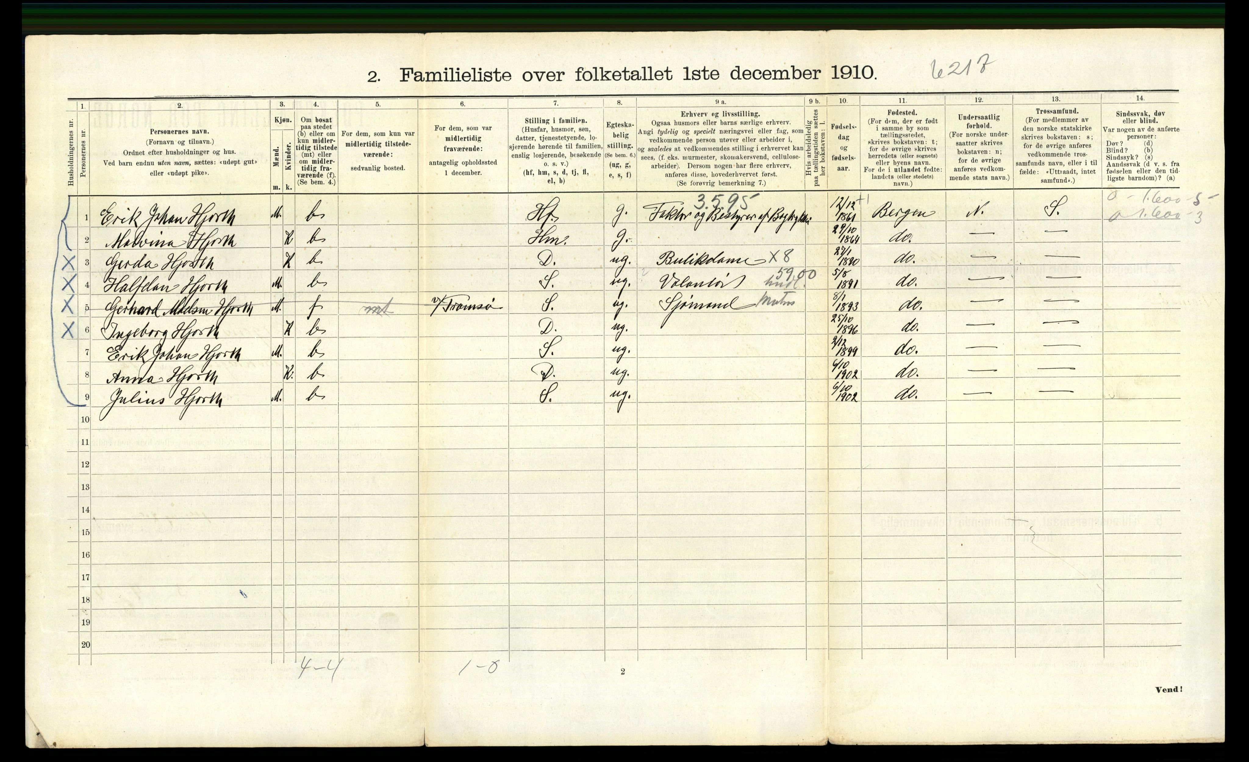 RA, 1910 census for Bergen, 1910, p. 39642