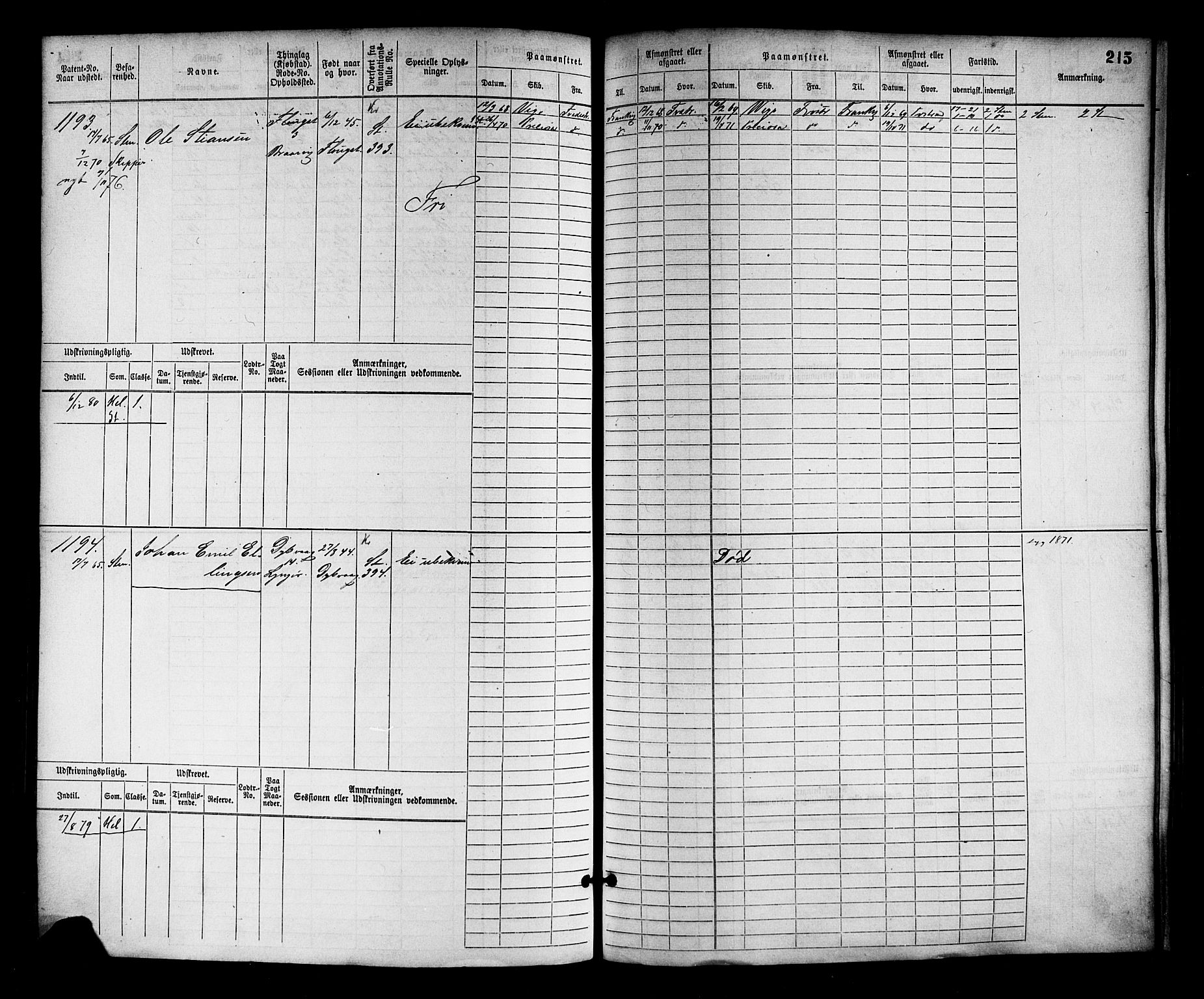 Tvedestrand mønstringskrets, SAK/2031-0011/F/Fb/L0002: Hovedrulle nr 767-1528, R-3, 1868-1900, p. 219