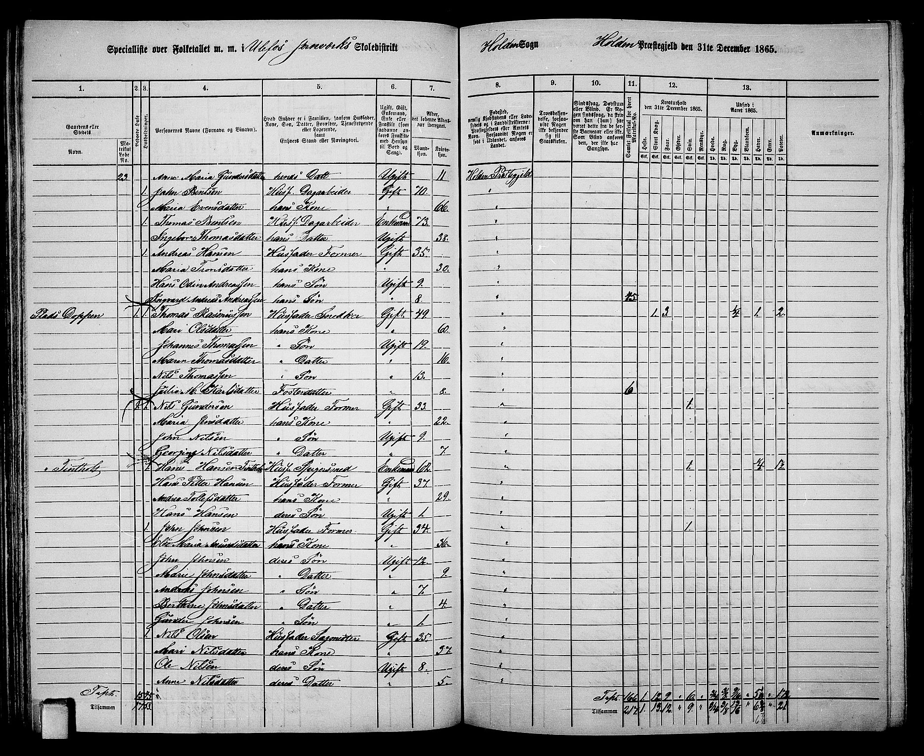 RA, 1865 census for Holla, 1865, p. 54