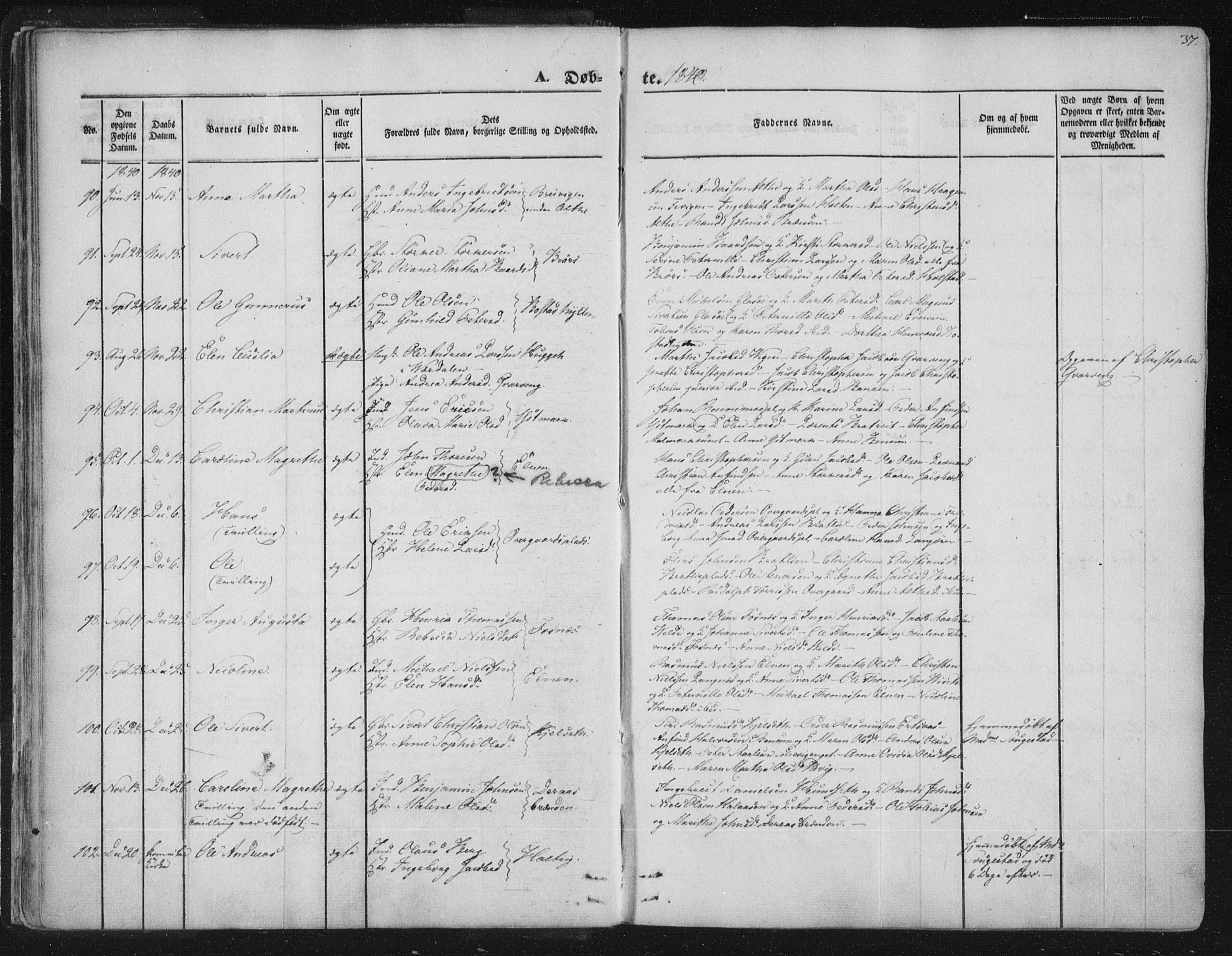 Ministerialprotokoller, klokkerbøker og fødselsregistre - Nord-Trøndelag, AV/SAT-A-1458/741/L0392: Parish register (official) no. 741A06, 1836-1848, p. 37