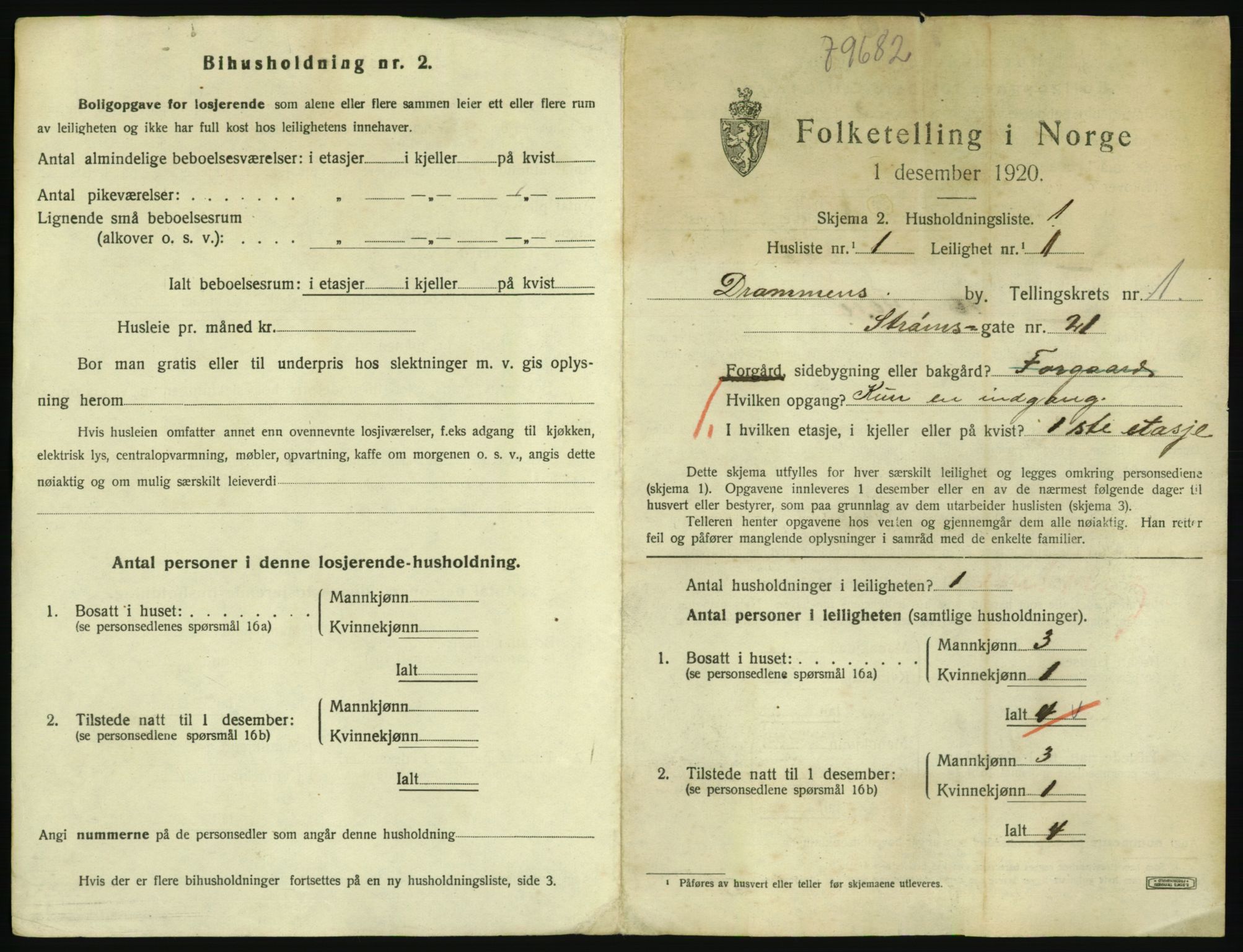 SAKO, 1920 census for Drammen, 1920, p. 5722