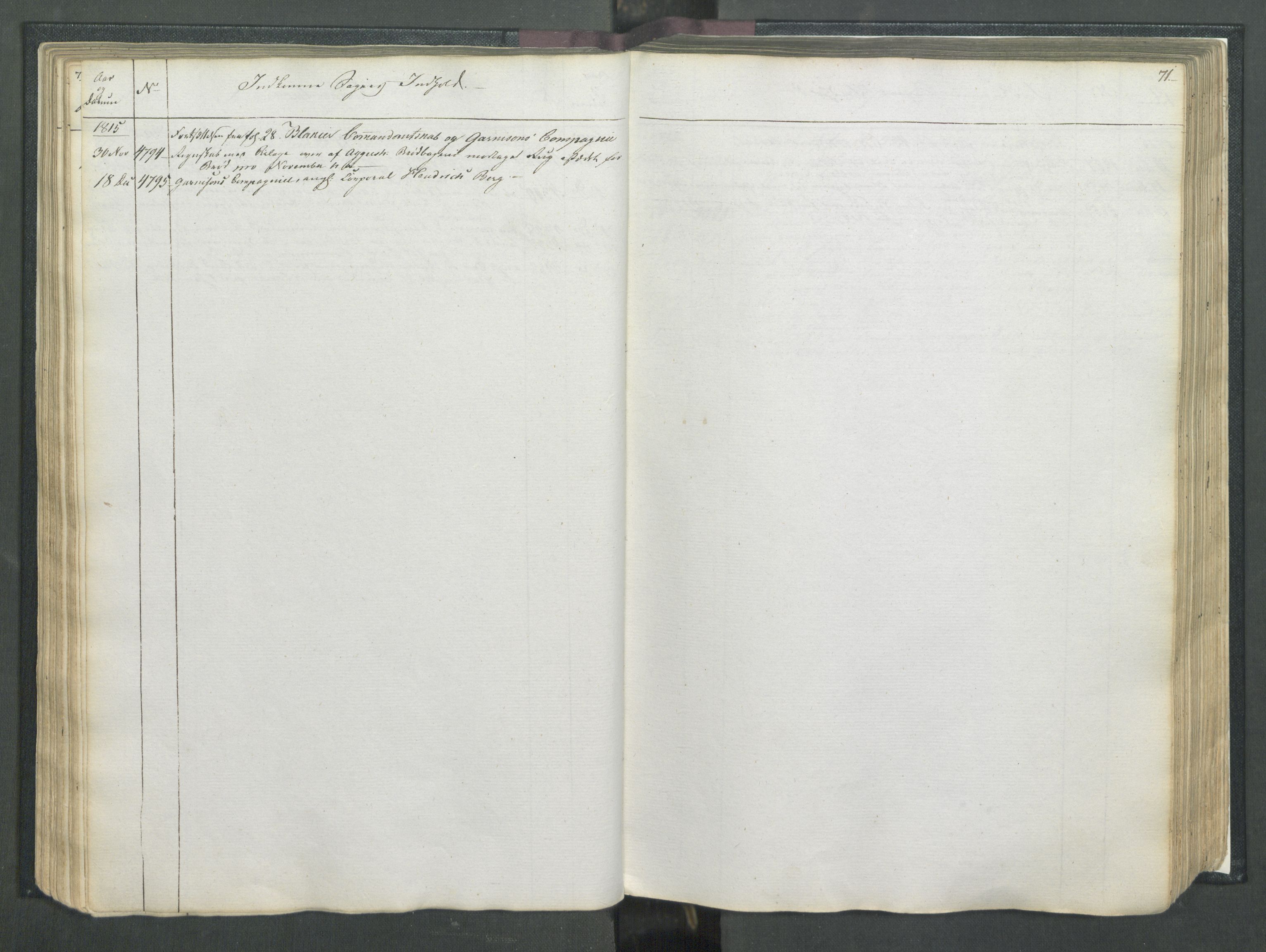 Armédepartementet, RA/RAFA-3493/C/Ca/L0007: 6. Departements Register, 1815, p. 71