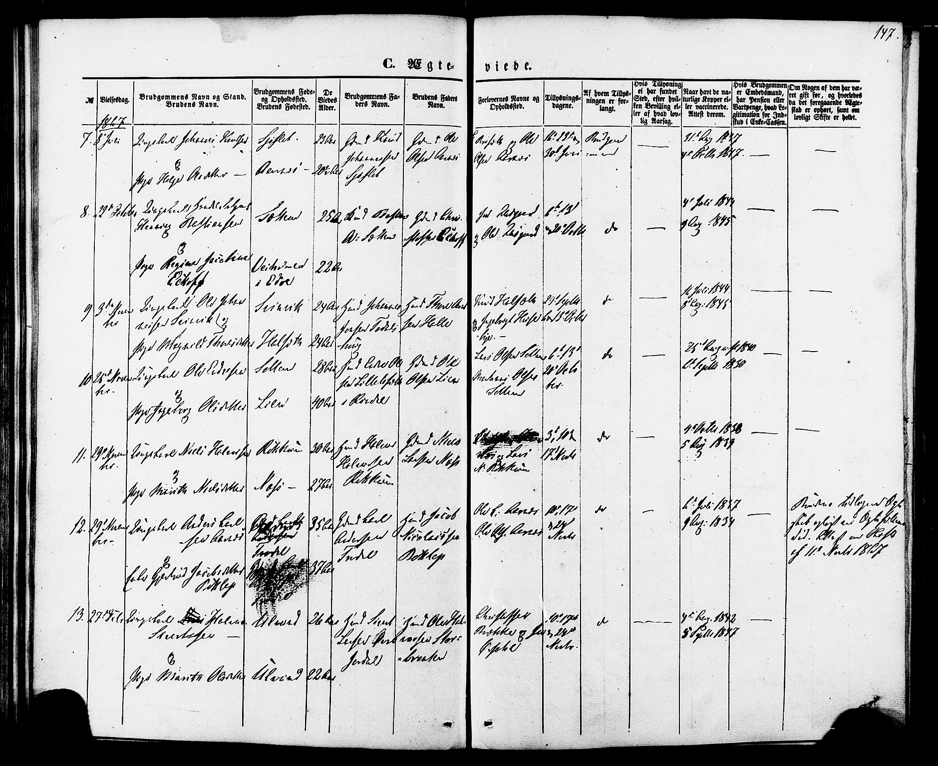 Ministerialprotokoller, klokkerbøker og fødselsregistre - Møre og Romsdal, AV/SAT-A-1454/592/L1027: Parish register (official) no. 592A05, 1865-1878, p. 147