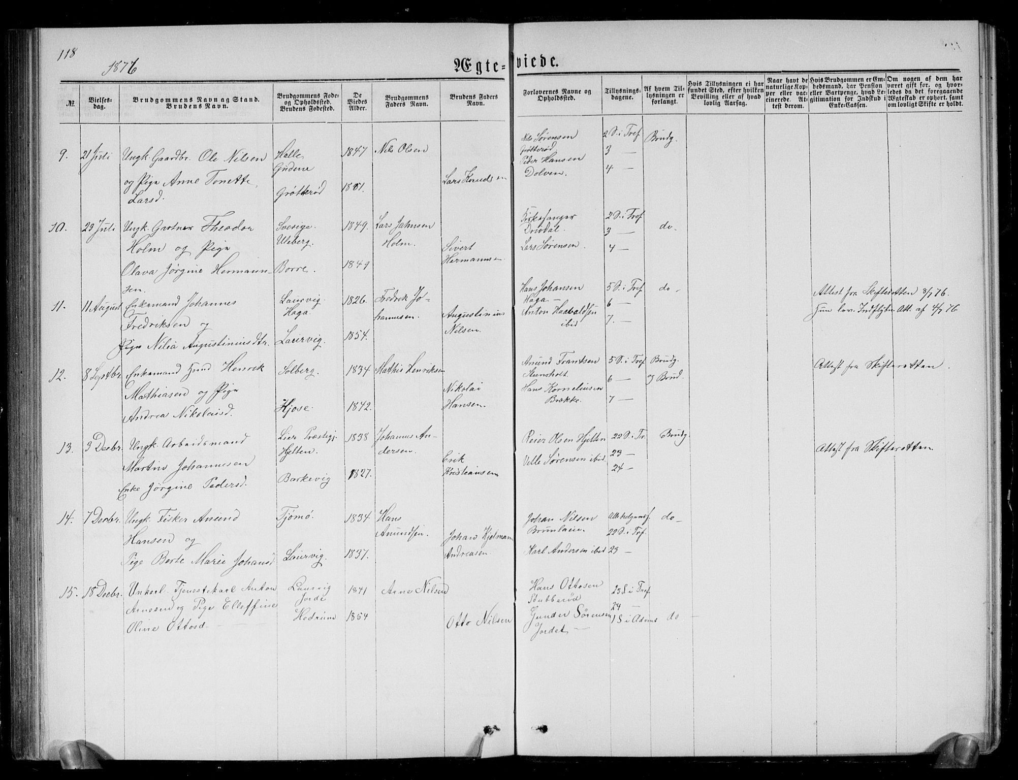 Brunlanes kirkebøker, SAKO/A-342/G/Ga/L0002: Parish register (copy) no. I 2, 1866-1876, p. 118