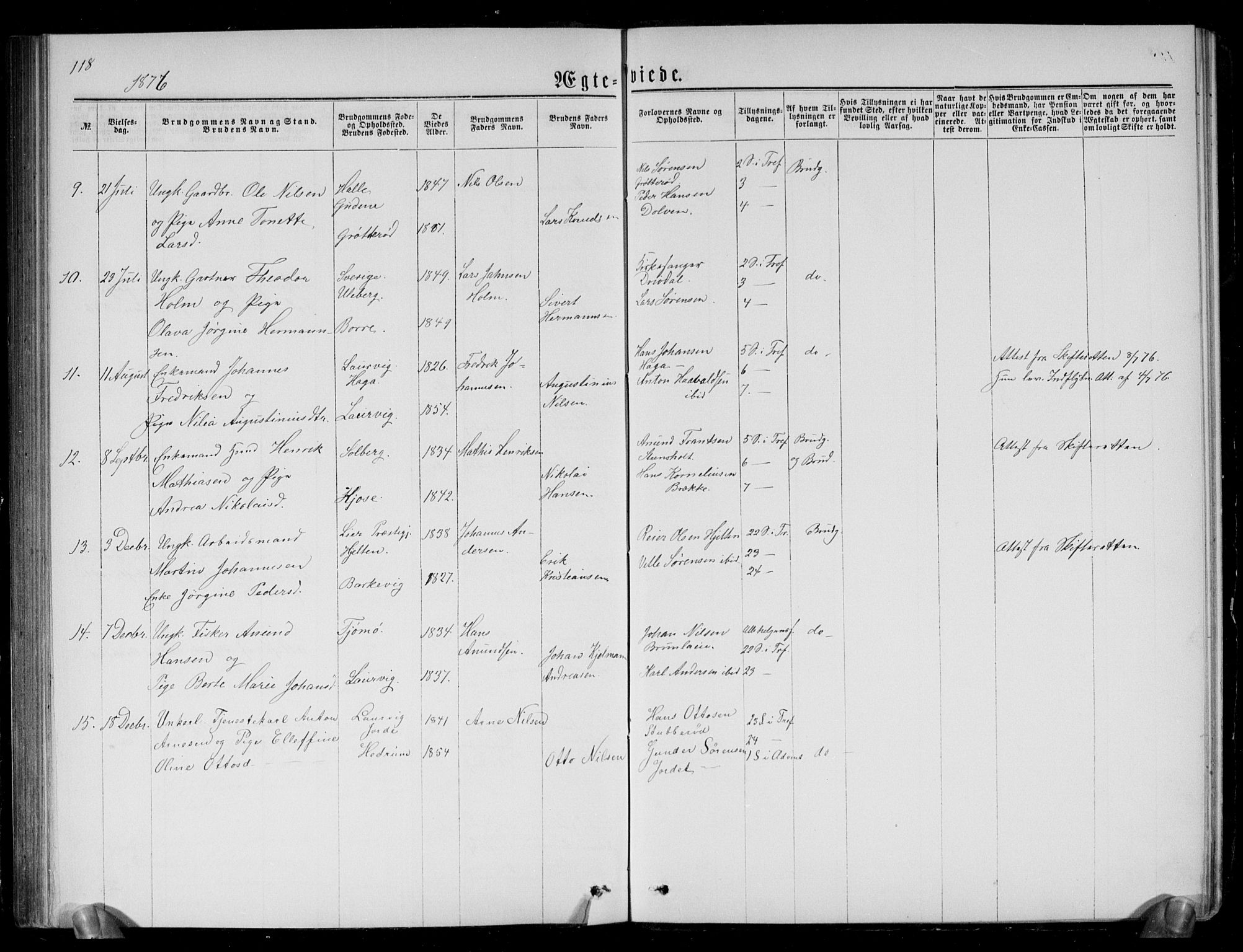 Brunlanes kirkebøker, AV/SAKO-A-342/G/Ga/L0002: Parish register (copy) no. I 2, 1866-1876, p. 118