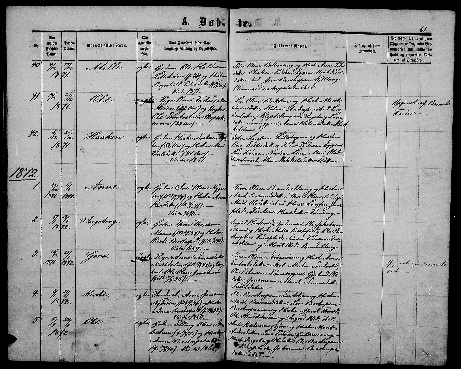 Alvdal prestekontor, SAH/PREST-060/H/Ha/Hab/L0002: Parish register (copy) no. 2, 1863-1878, p. 61