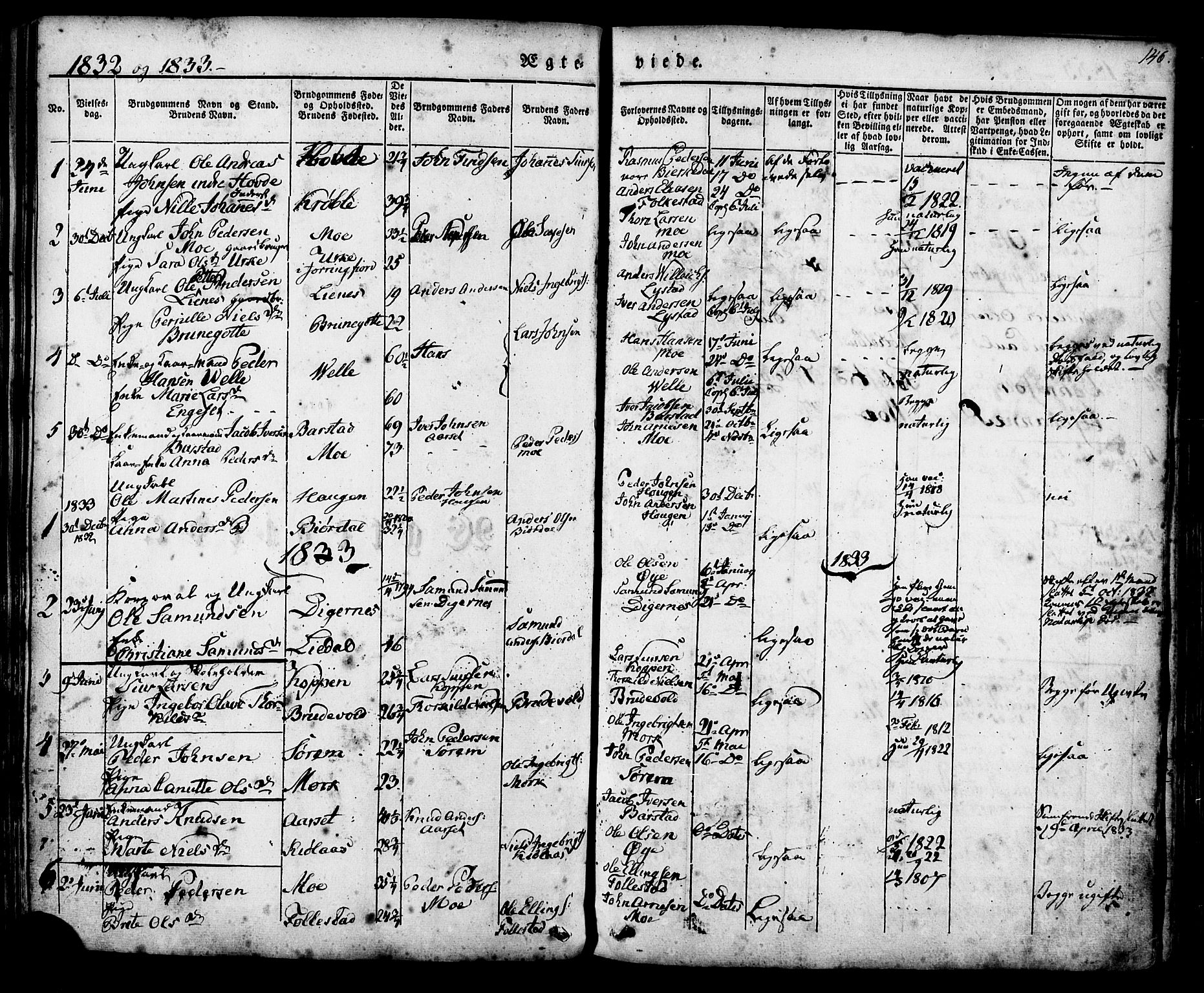 Ministerialprotokoller, klokkerbøker og fødselsregistre - Møre og Romsdal, AV/SAT-A-1454/513/L0174: Parish register (official) no. 513A01, 1831-1855, p. 146