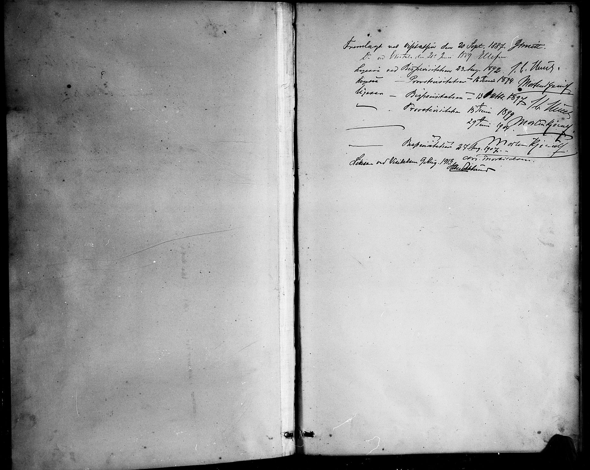 Bjelland sokneprestkontor, AV/SAK-1111-0005/F/Fb/Fbb/L0005: Parish register (copy) no. B 5, 1887-1918, p. 1