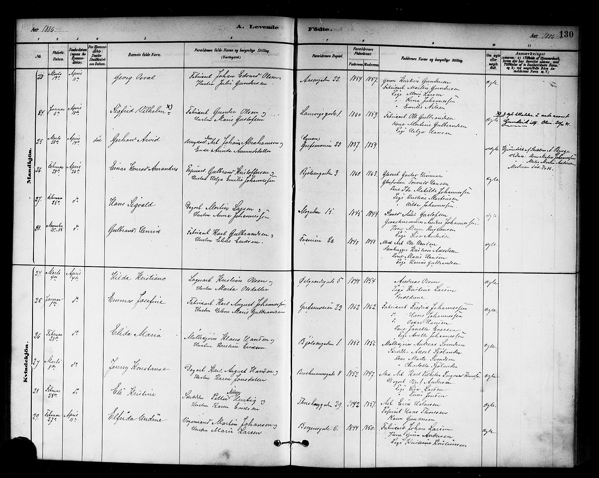 Sagene prestekontor Kirkebøker, SAO/A-10796/G/L0001: Parish register (copy) no. 1, 1880-1891, p. 130