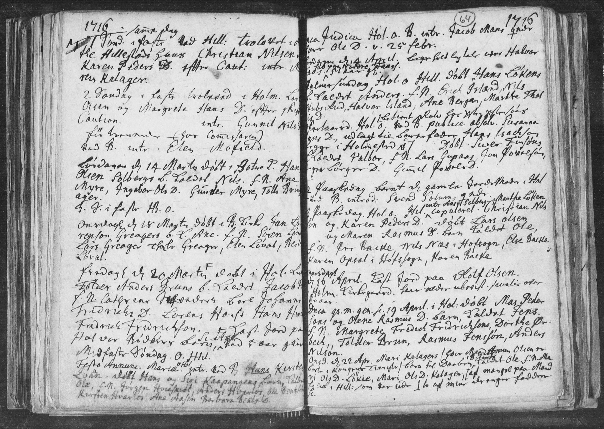 Botne kirkebøker, AV/SAKO-A-340/F/Fa/L0001b: Parish register (official) no. I 1B, 1707-1722, p. 64