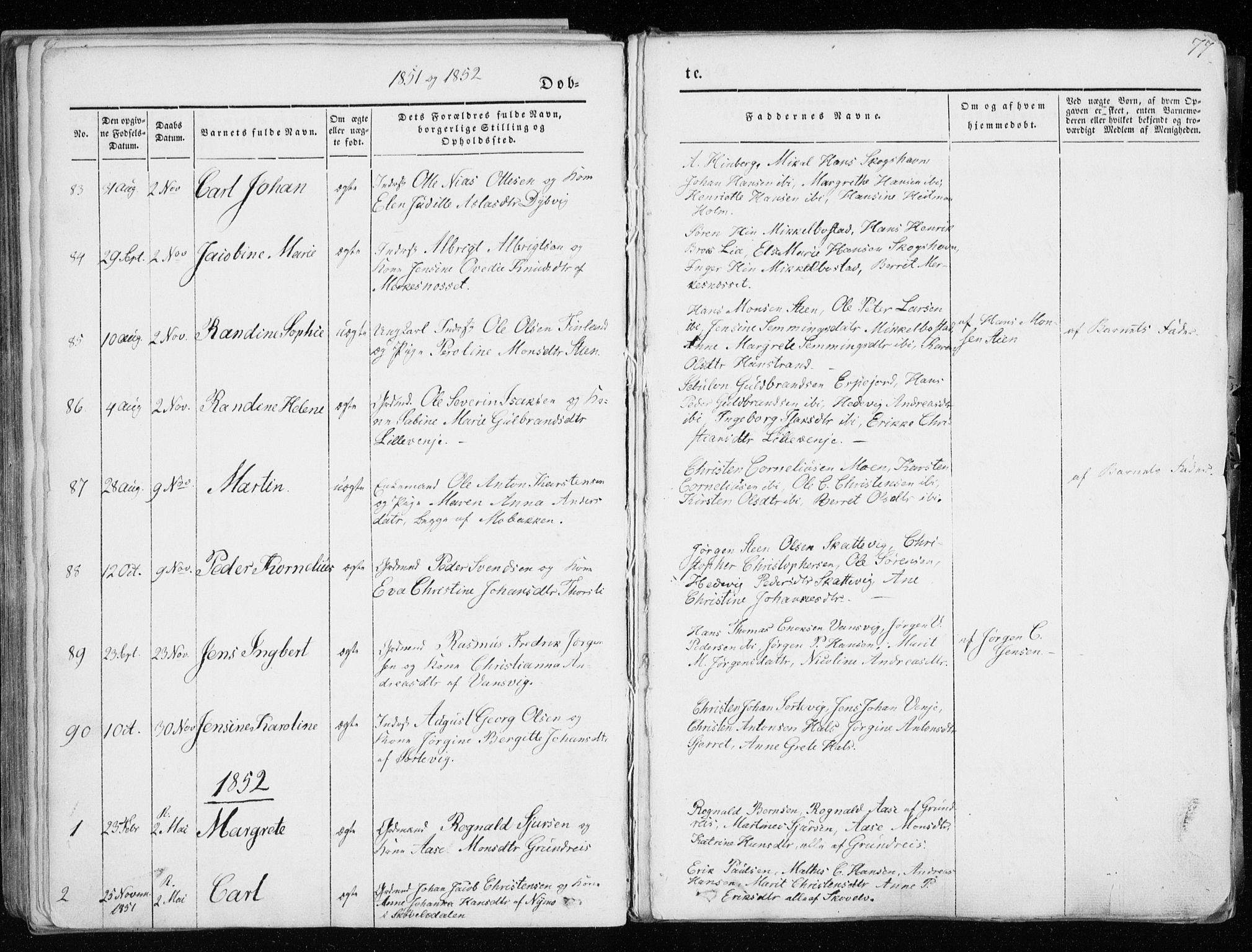 Tranøy sokneprestkontor, SATØ/S-1313/I/Ia/Iaa/L0006kirke: Parish register (official) no. 6, 1844-1855, p. 77