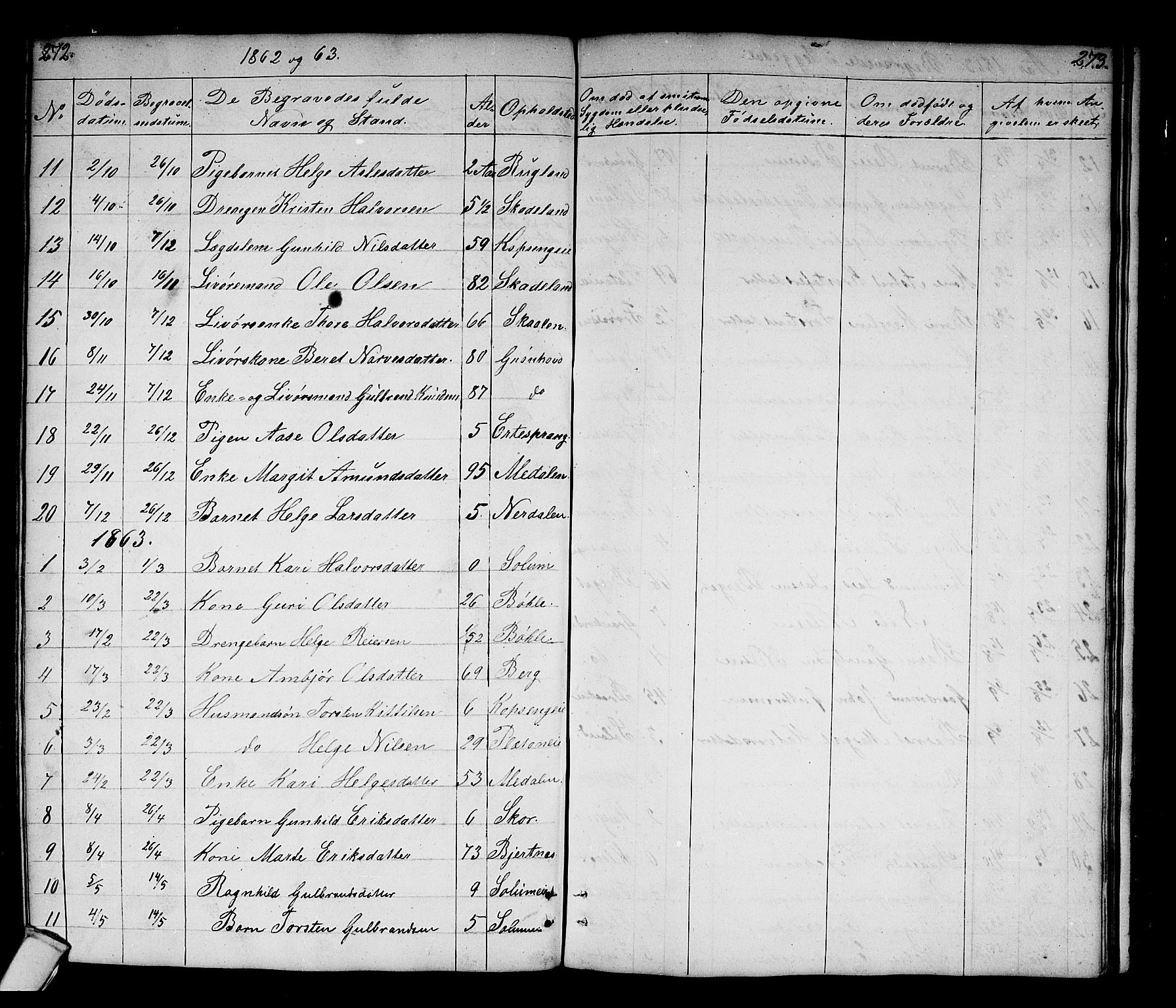 Sigdal kirkebøker, SAKO/A-245/G/Gb/L0001: Parish register (copy) no. II 1, 1841-1874, p. 272-273