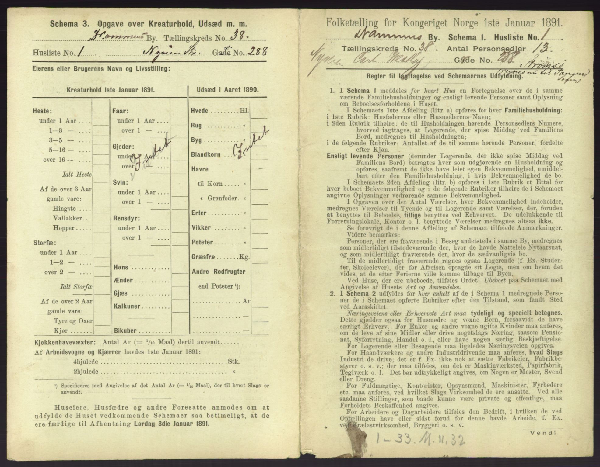 RA, 1891 census for 0602 Drammen, 1891, p. 3411