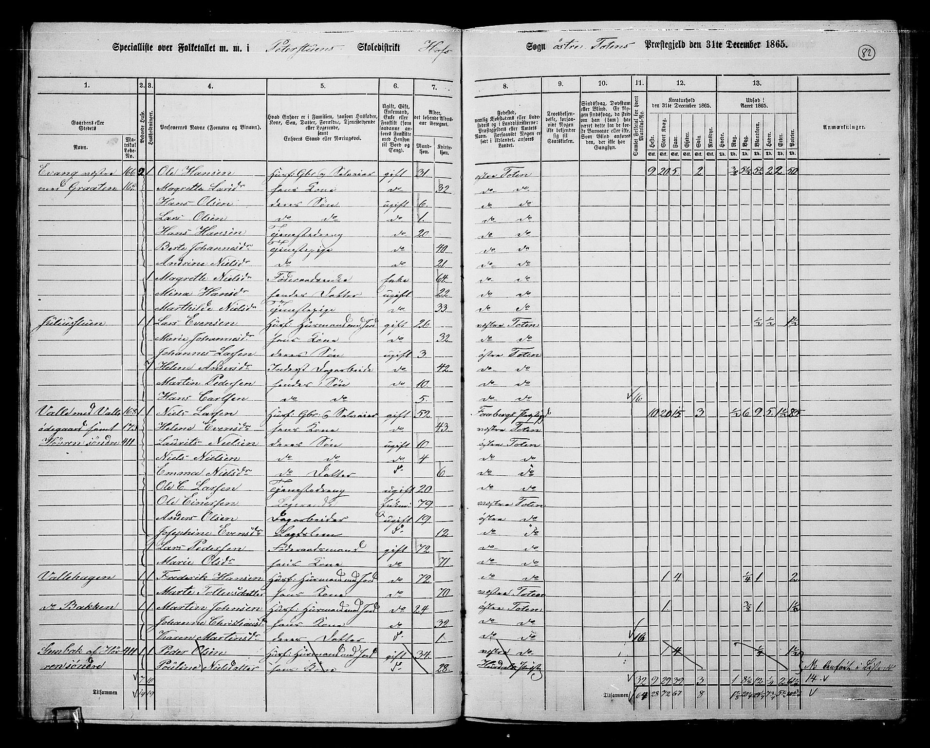 RA, 1865 census for Østre Toten, 1865, p. 203